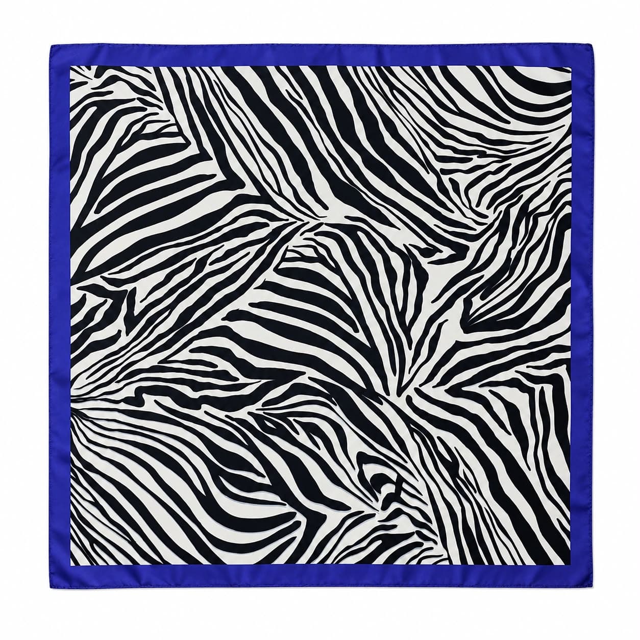 15412 Lacivert Zebra Desenli Bandana Fular 50x50 cm