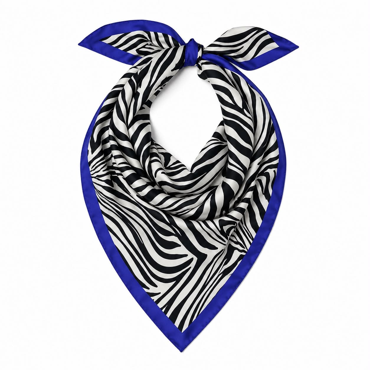 15412 Lacivert Zebra Desenli Bandana Fular 50x50 cm görsel 2
