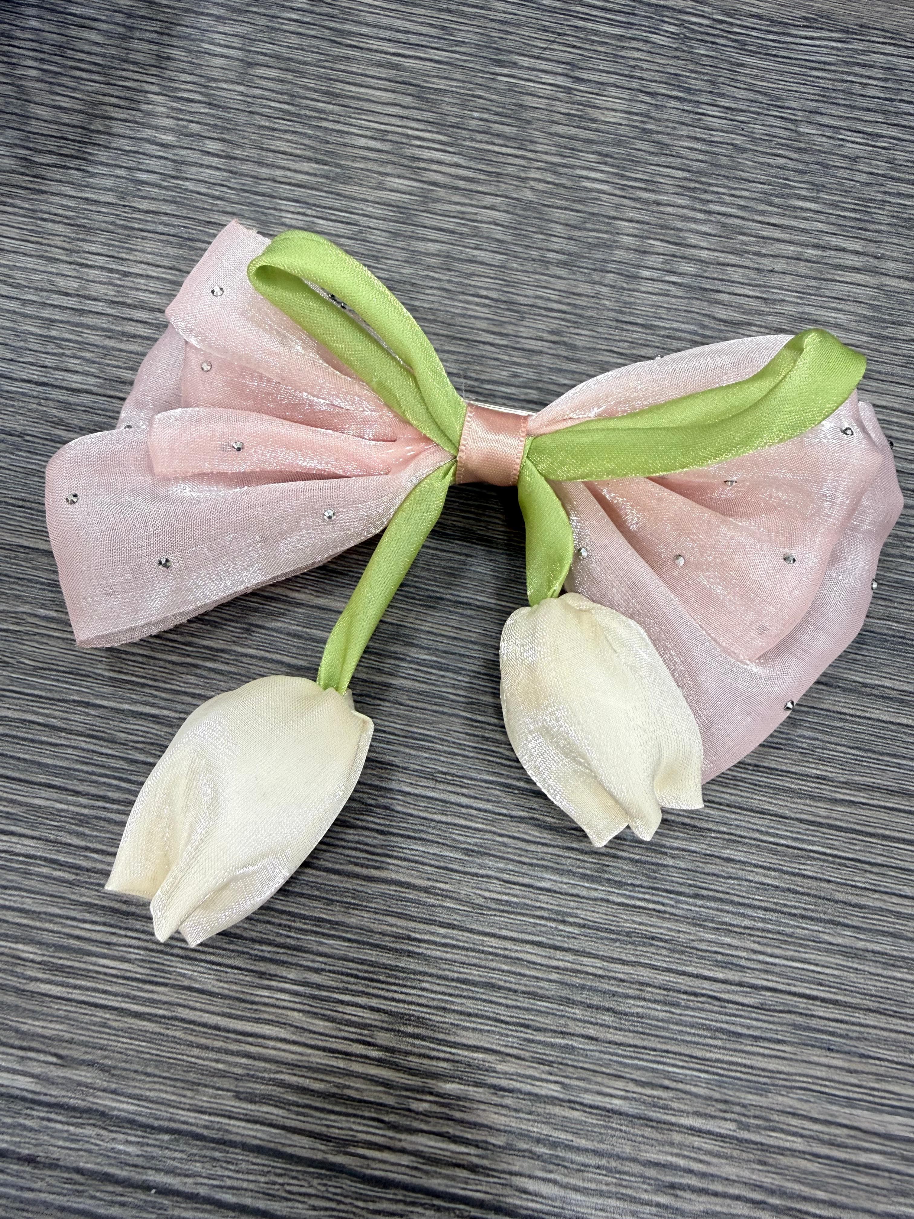T186 Pembe Fiyonk Detaylı Papatya Model Kıskaçlı Toka görsel 4