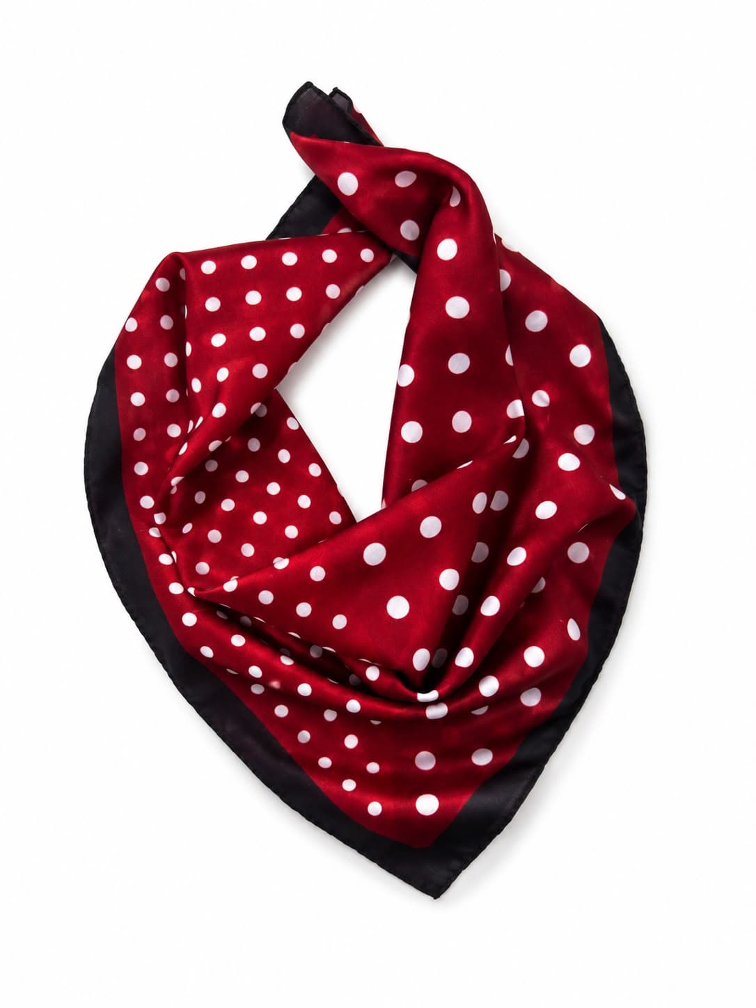15413 Bordo Puantiyeli Bandana Fular 50x50 cm görsel 2