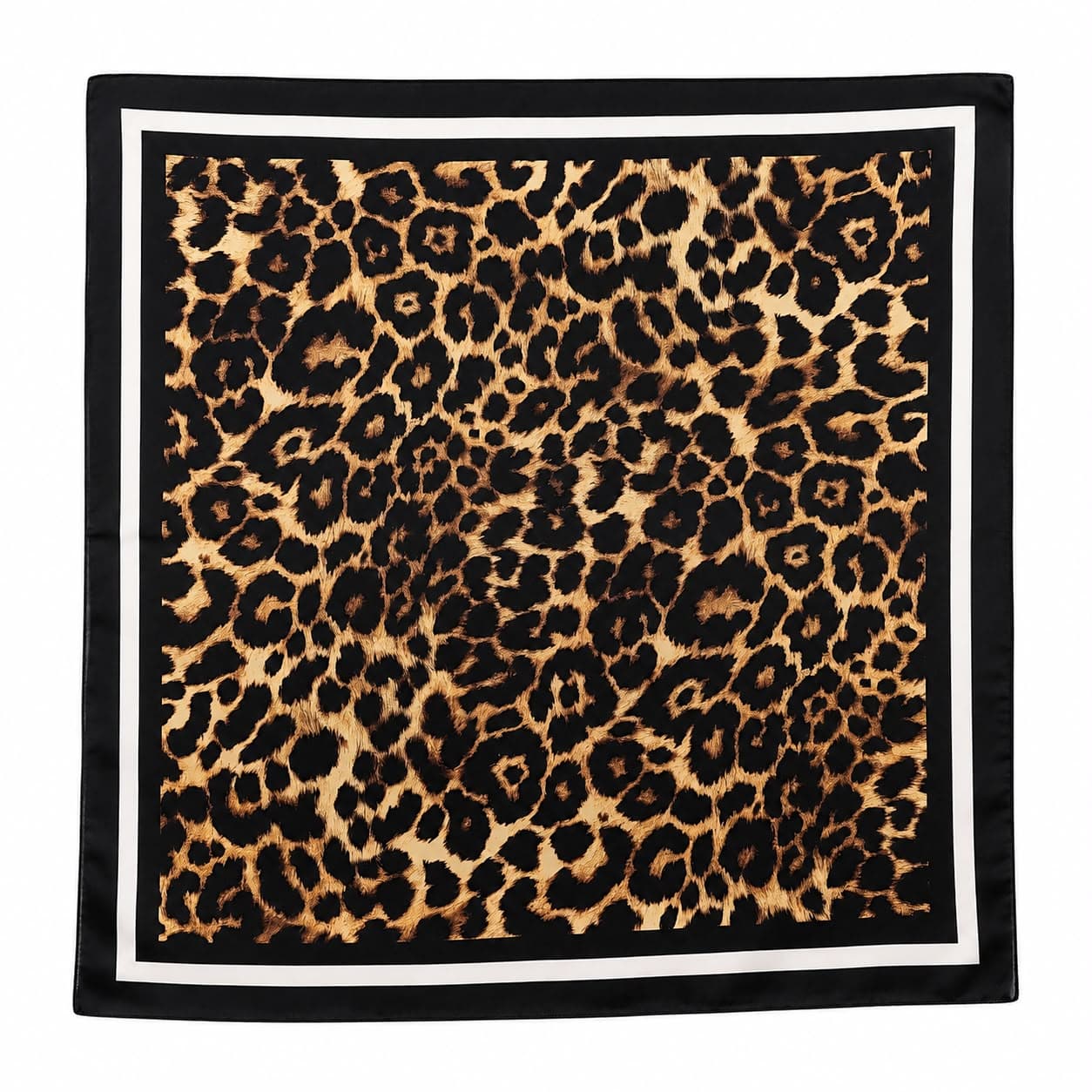 15414 Siyah Leopar Desenli Bandana Fular 50x50 cm