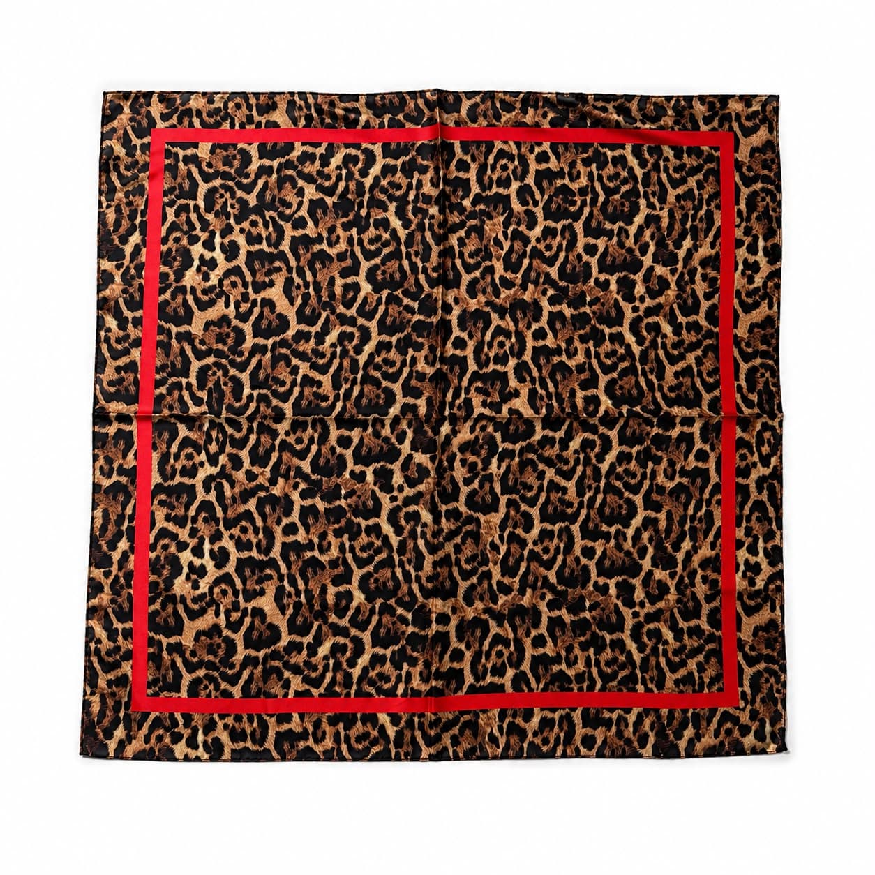 15418 Leopar Desenli Vizon Bandana Fular 70x70 cm görsel 2