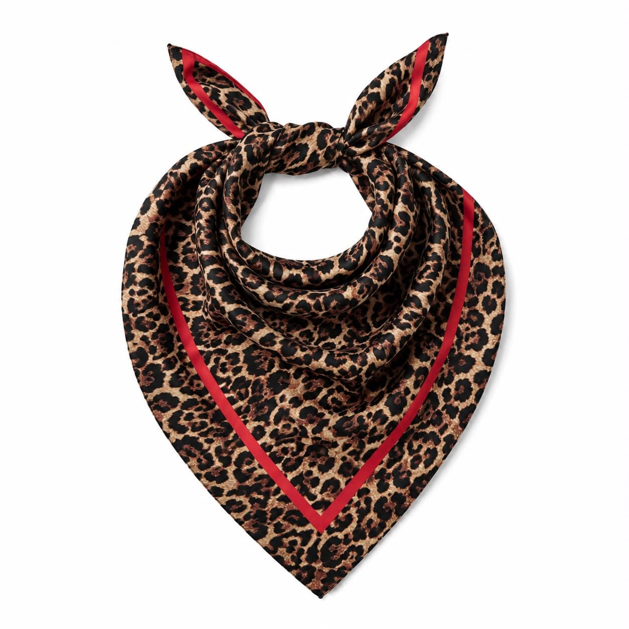 15418 Leopar Desenli Vizon Bandana Fular 70x70 cm görsel 3