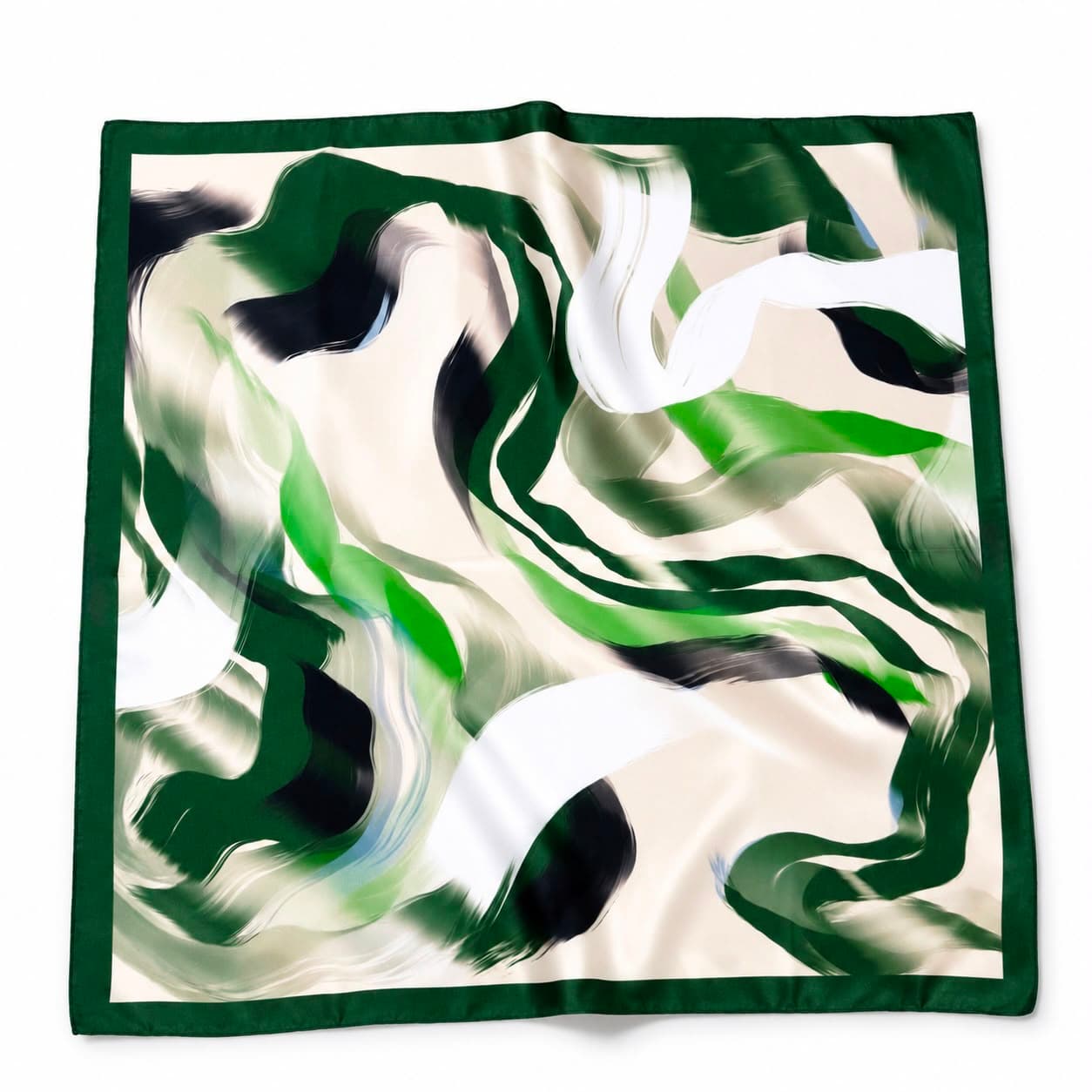 15419 Yeşil Batik Desenli Bandana Fular 70x70 cm görsel 2