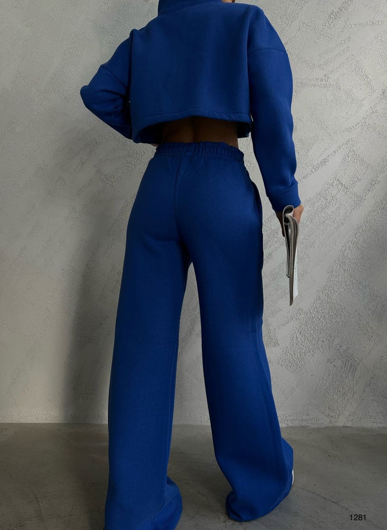 Fermuar Detay Crop Sweat Bol Paça Pantolon Takım görsel 3