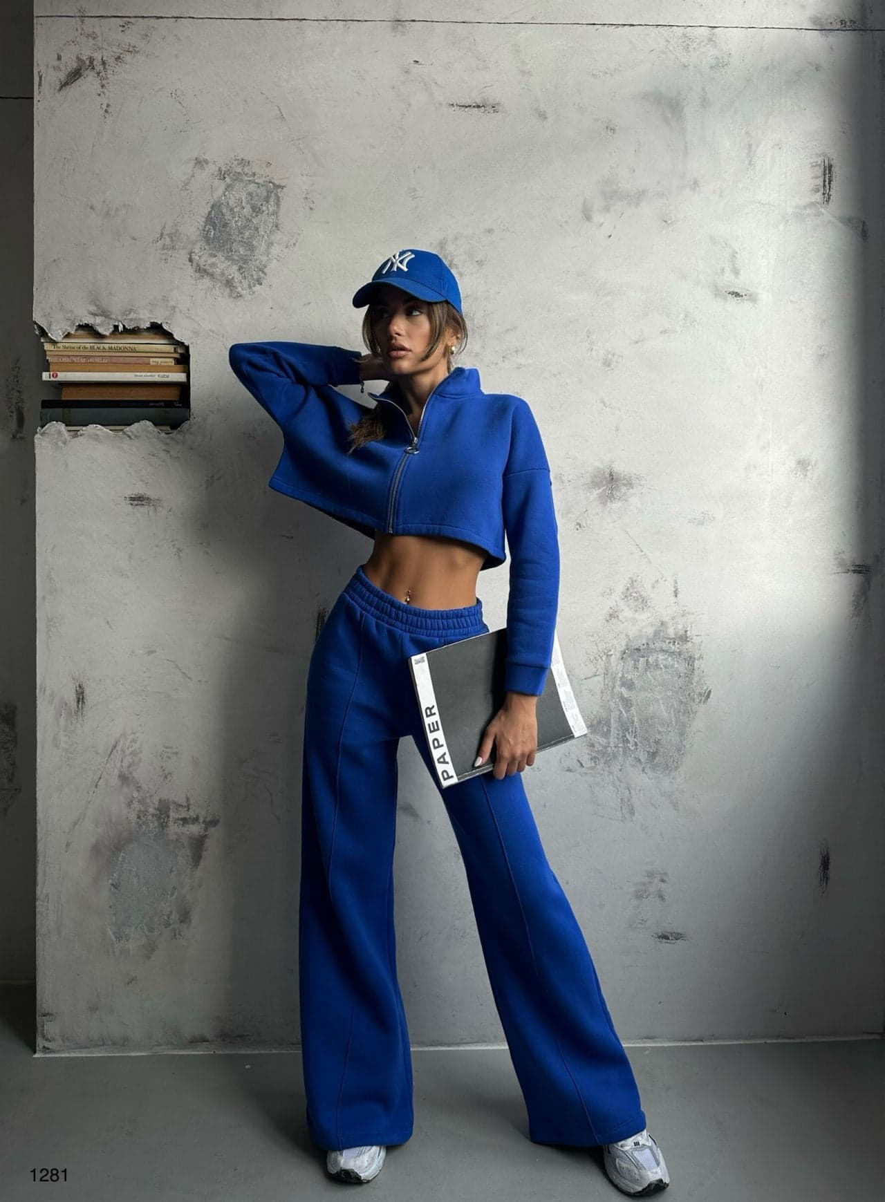 Fermuar Detay Crop Sweat Bol Paça Pantolon Takım görsel 4