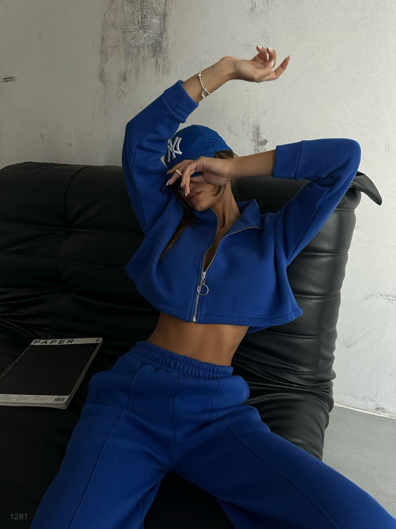 Fermuar Detay Crop Sweat Bol Paça Pantolon Takım görsel 6