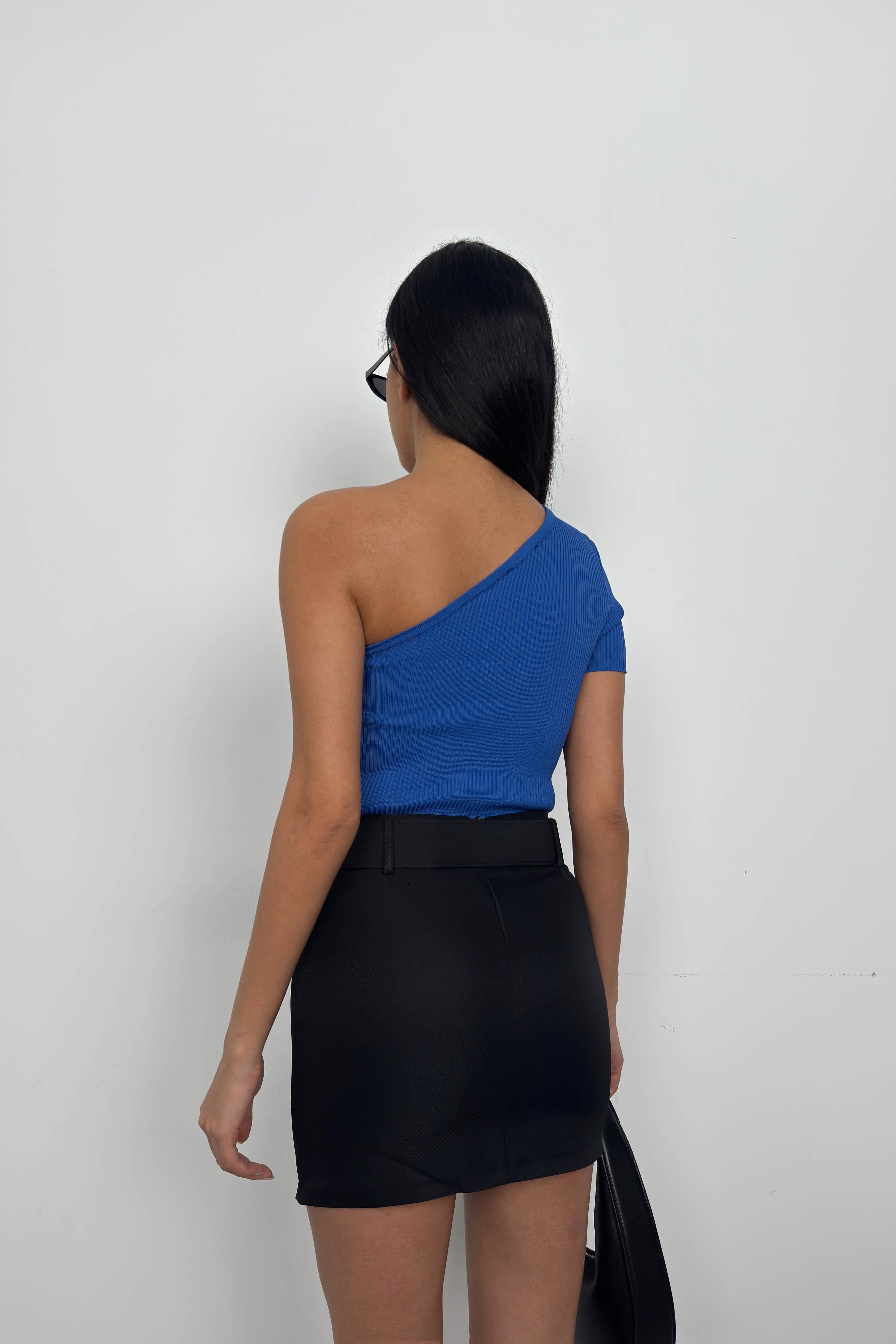 Tek Omuz Crop Bluz görsel 7