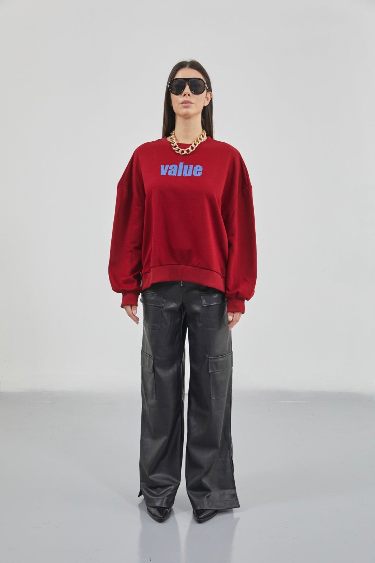Baskılı Sıfır Yaka Oversize Sweatshirt görsel 2