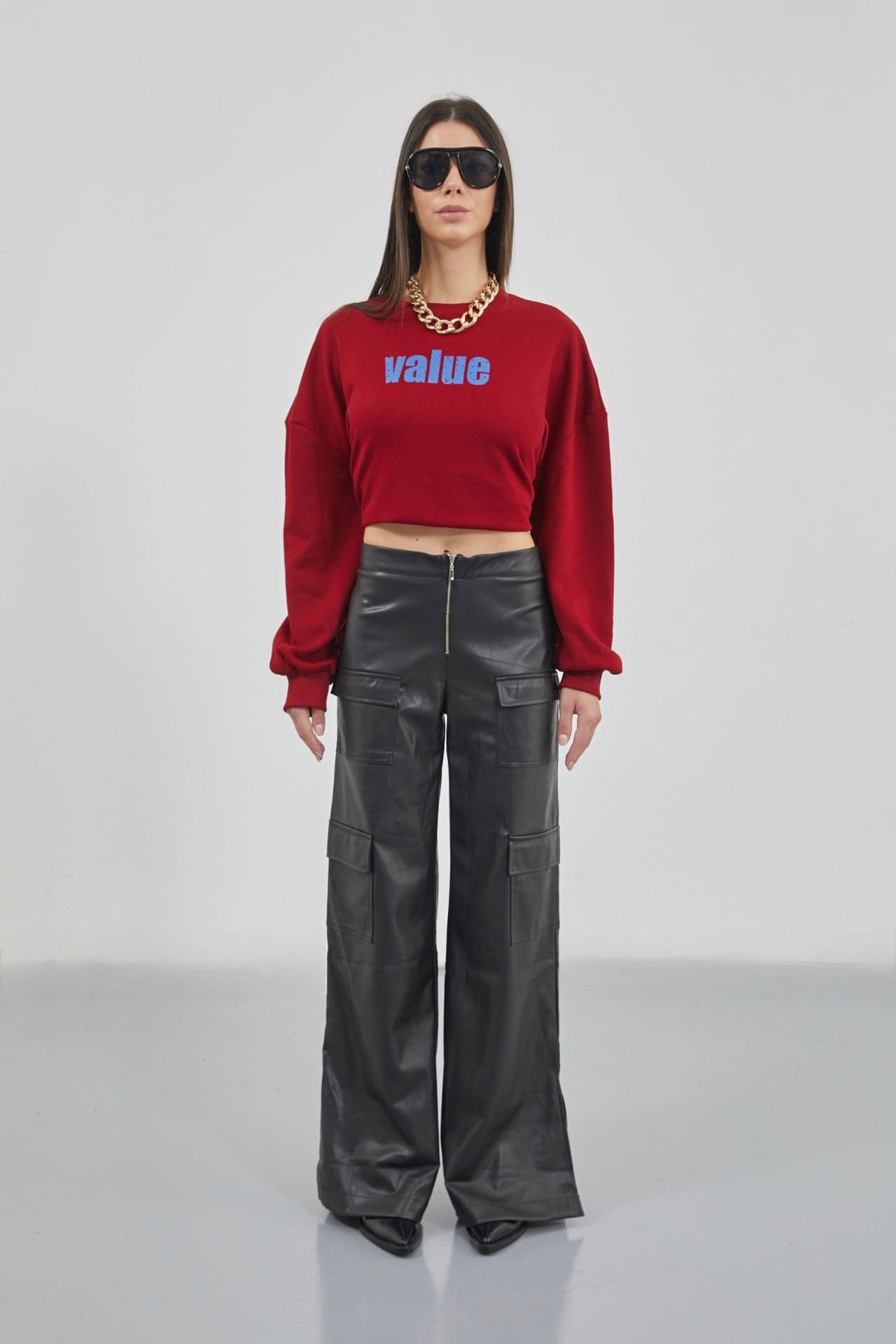 Baskılı Sıfır Yaka Oversize Sweatshirt görsel 4
