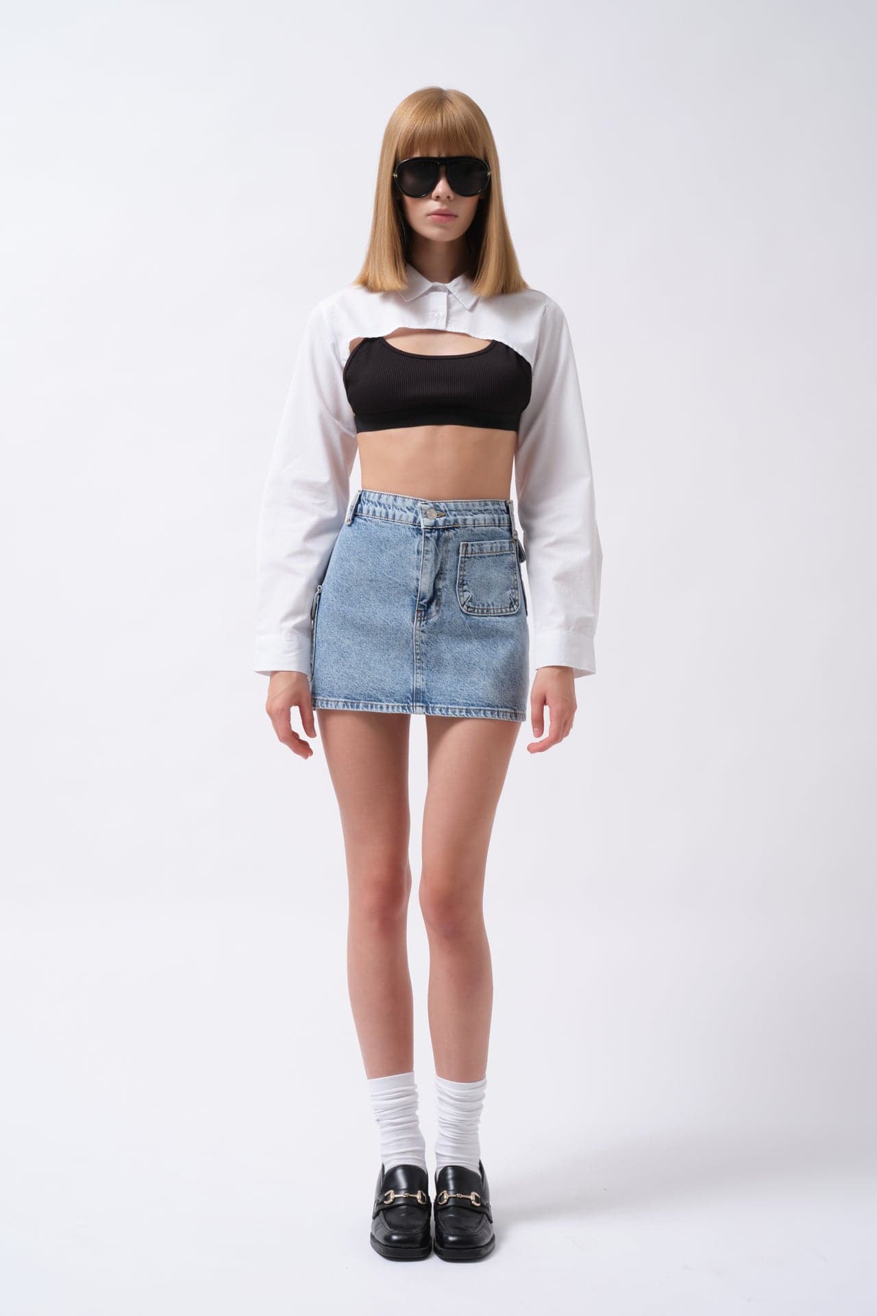 Cep Detay Denim Mini Etek görsel 2