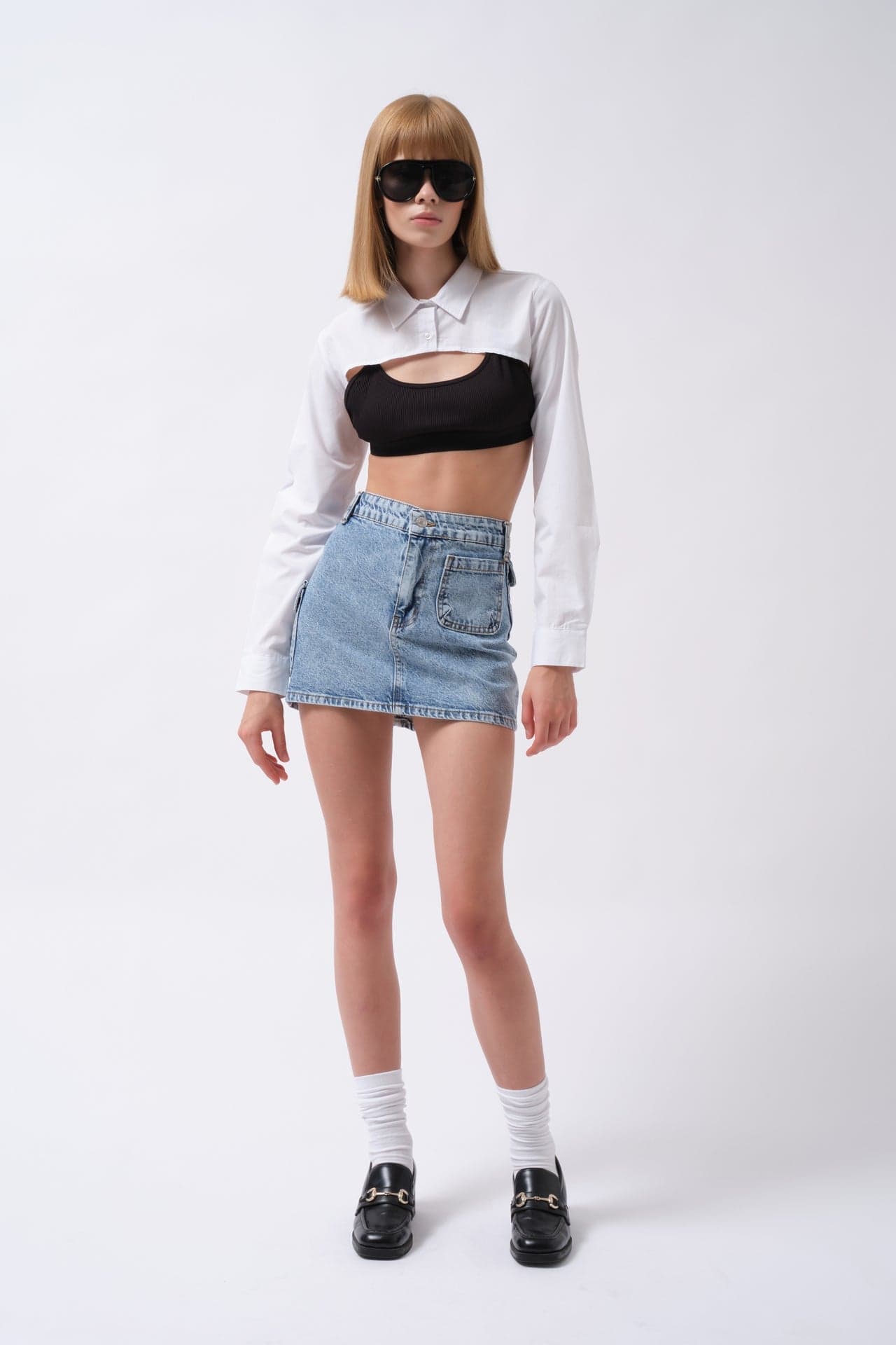 Cep Detay Denim Mini Etek görsel 3