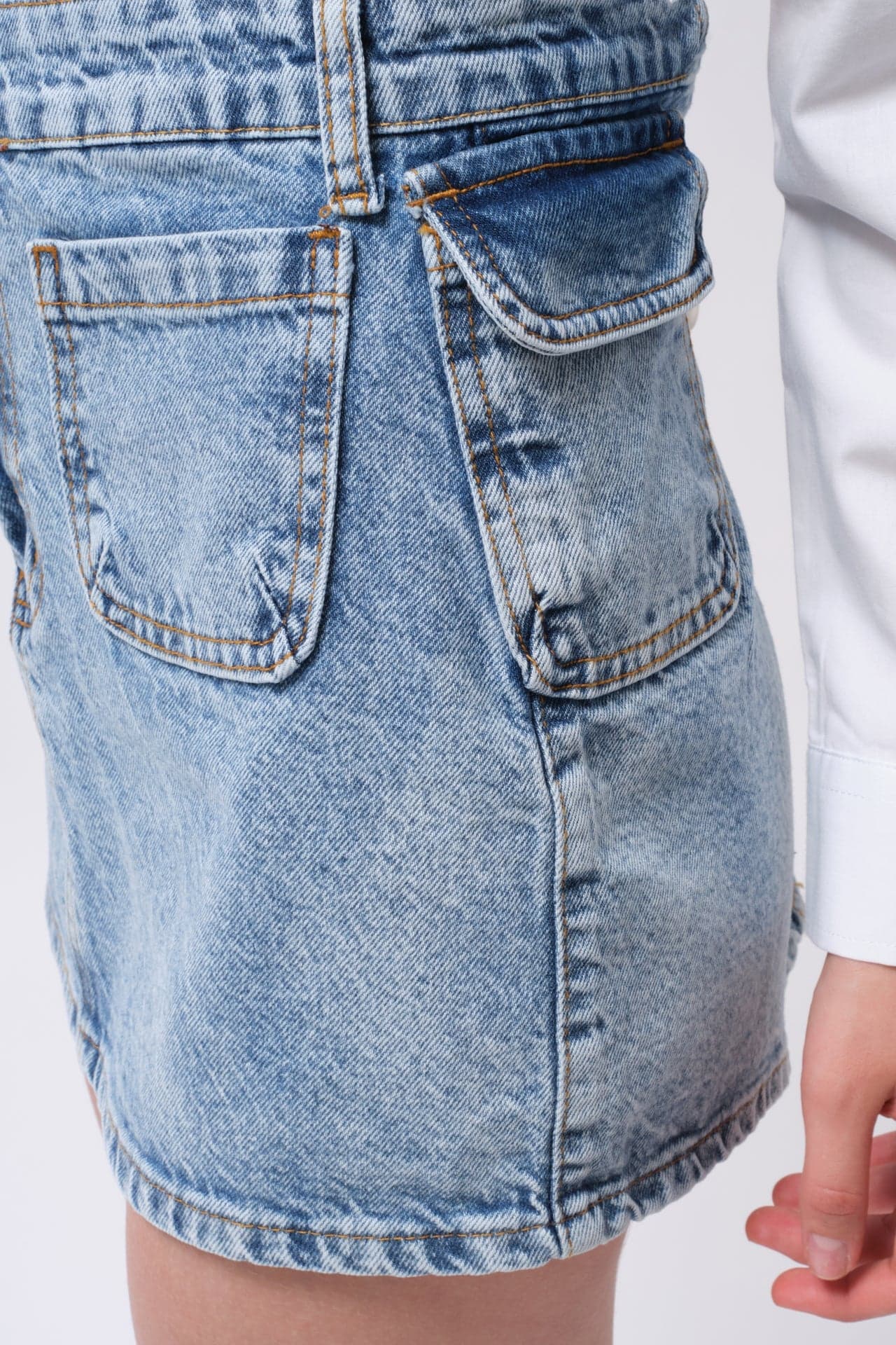 Cep Detay Denim Mini Etek görsel 5