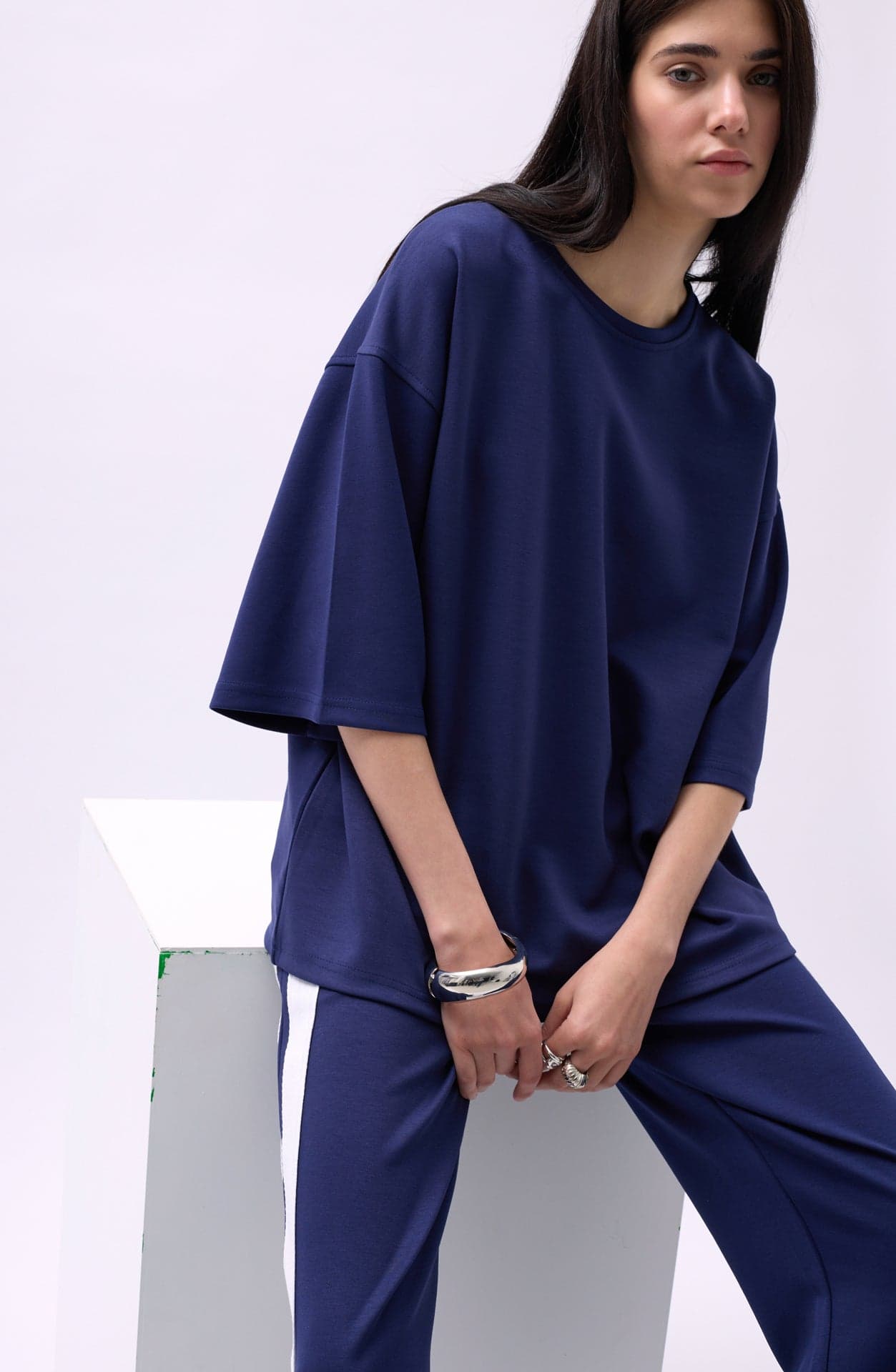 Bisiklet Yaka Oversize T-Shirt görsel 3