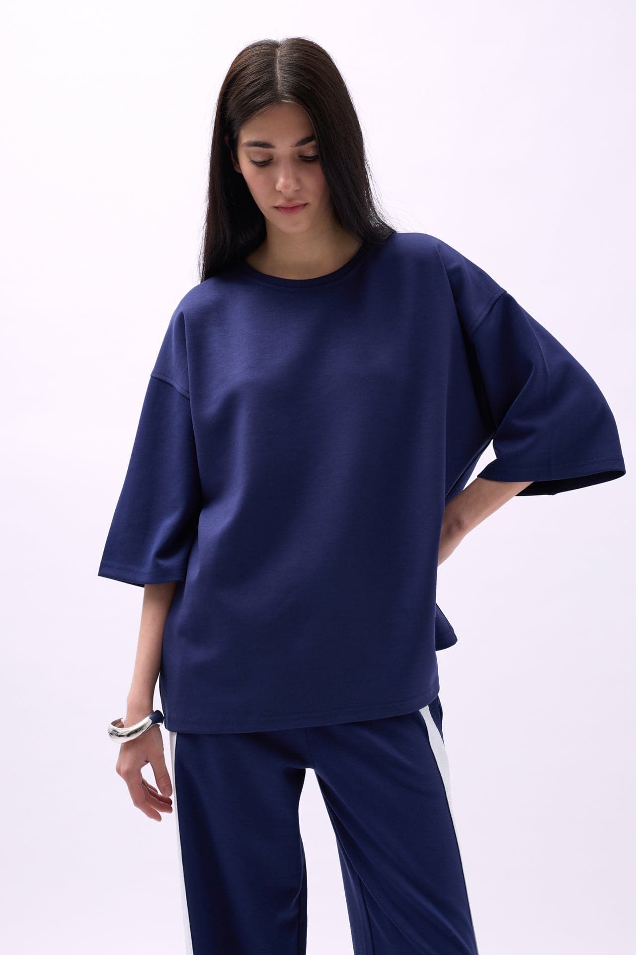 Bisiklet Yaka Oversize T-Shirt görsel 4