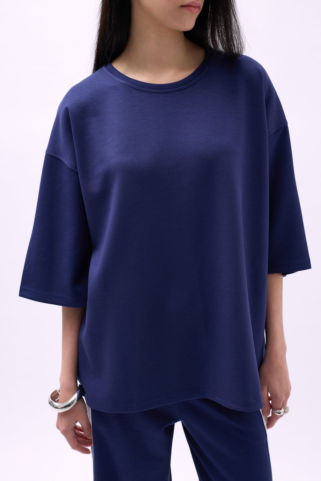 Bisiklet Yaka Oversize T-Shirt görsel 5