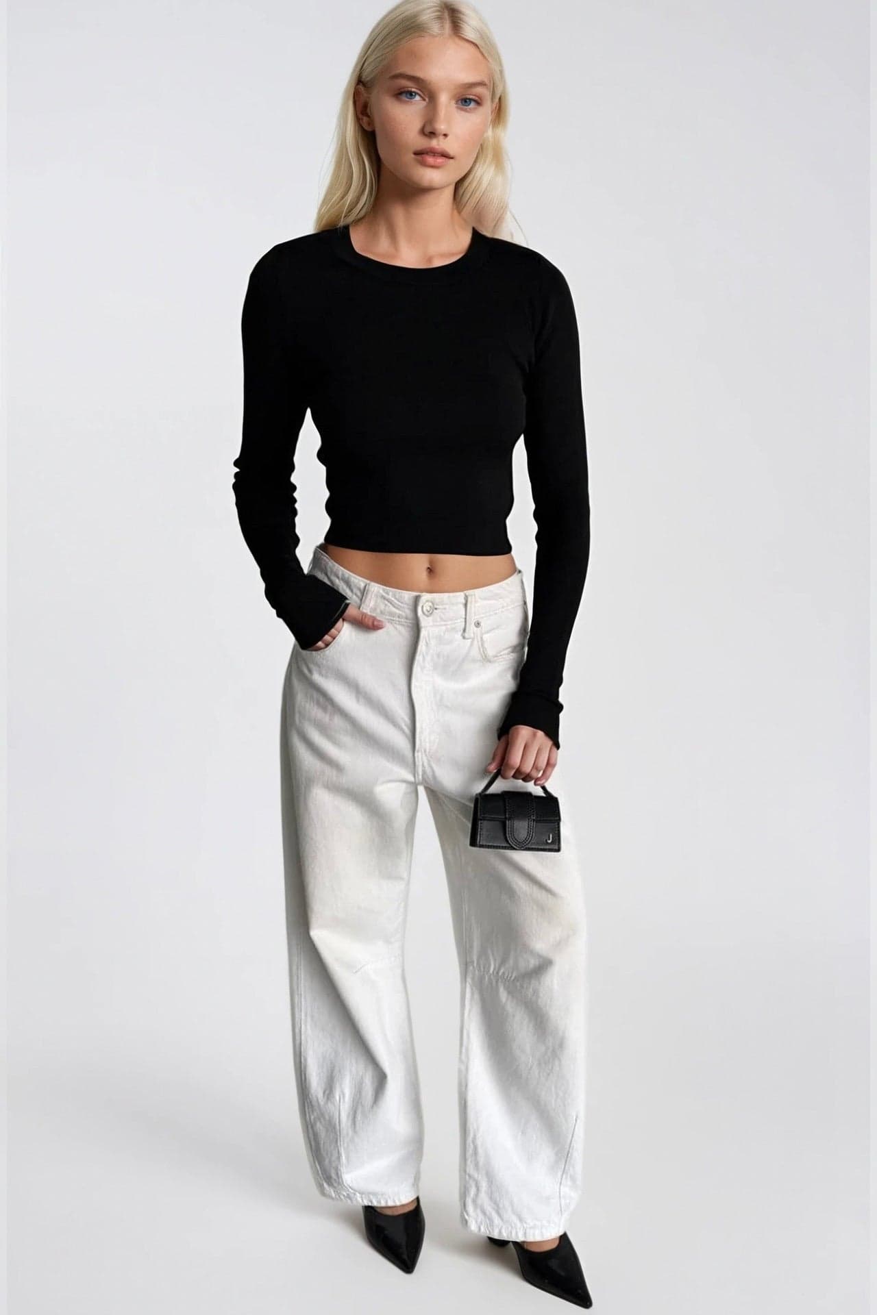 Bisiklet Yaka Basic Triko Bluz görsel 4