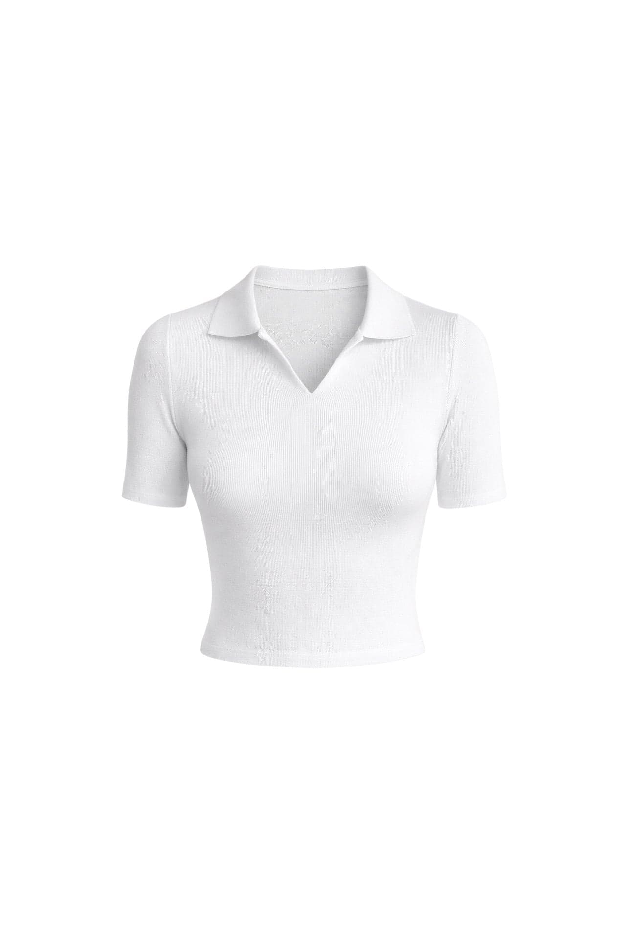 Polo Yaka Triko Crop Bluz görsel 5