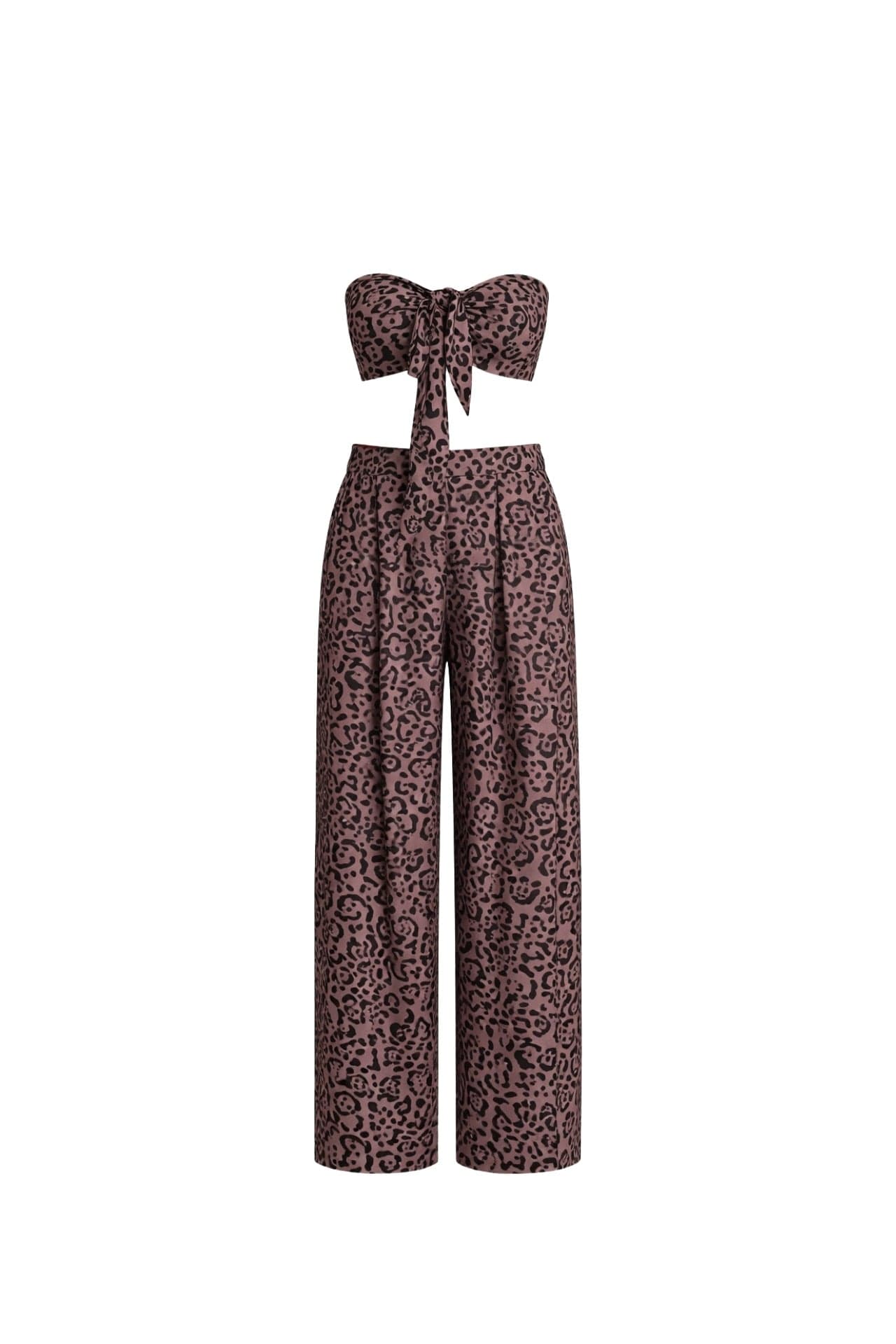 Desenli Crop Bluz Pantolon İkili Takım görsel 3
