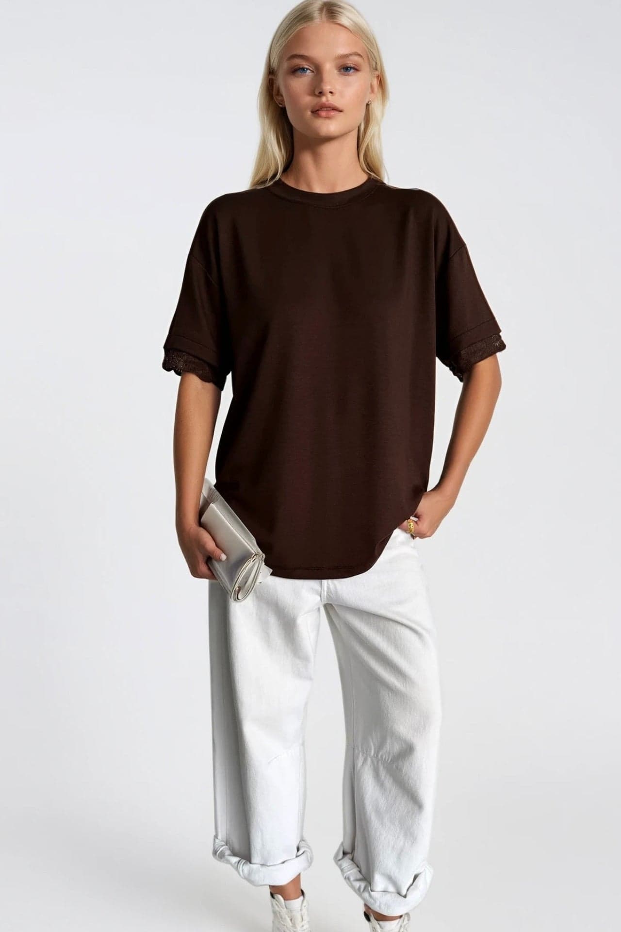 Kol Ve Sırt Dantel Detay T-Shirt görsel 7