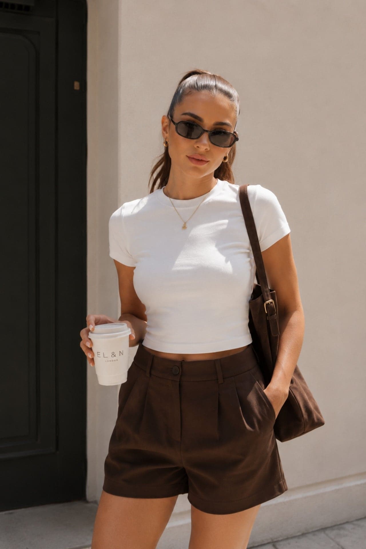 Bisiklet Yaka Likralı Crop T-Shirt