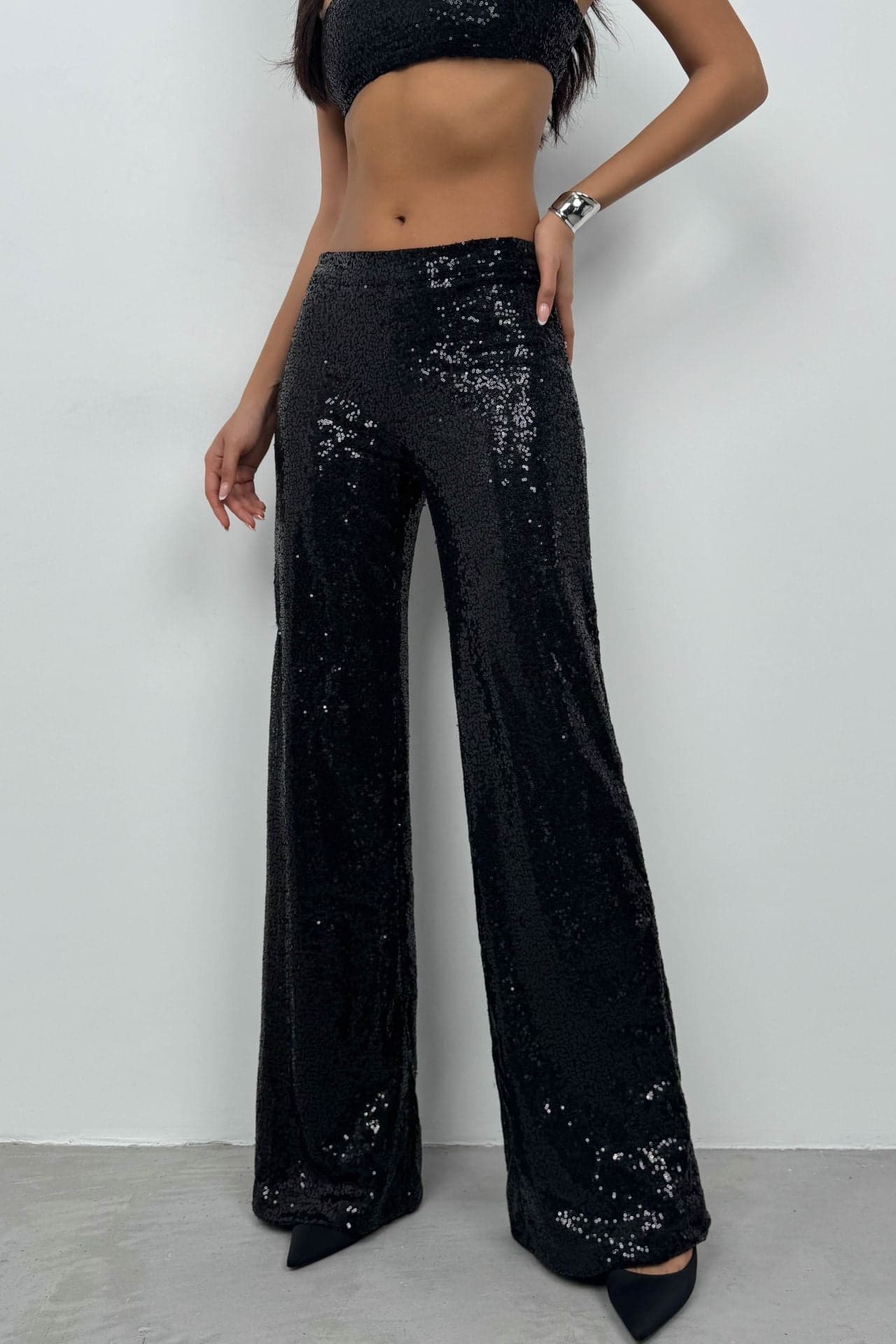 Payetli Wide Leg Pantolon görsel 4