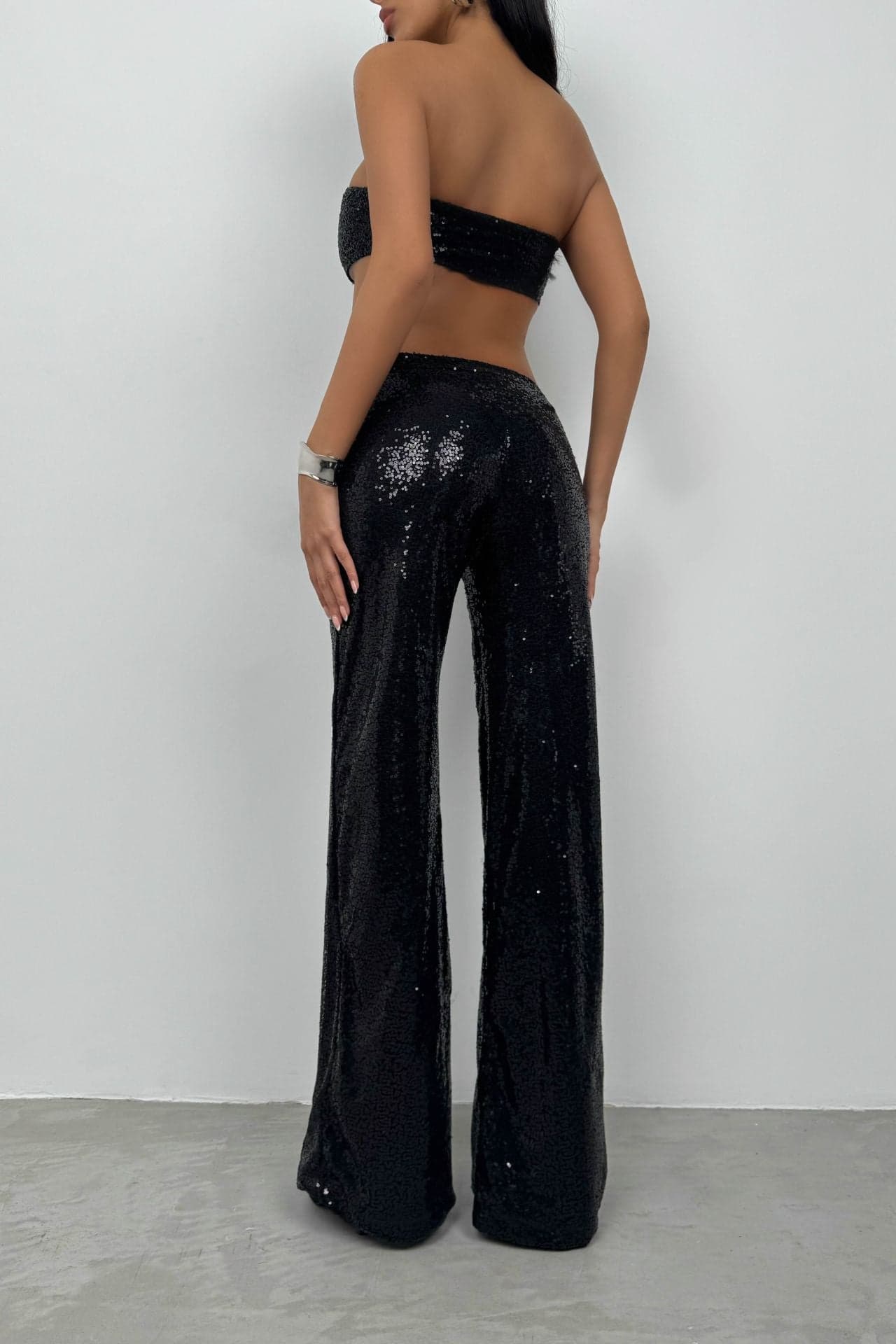 Payetli Wide Leg Pantolon görsel 5