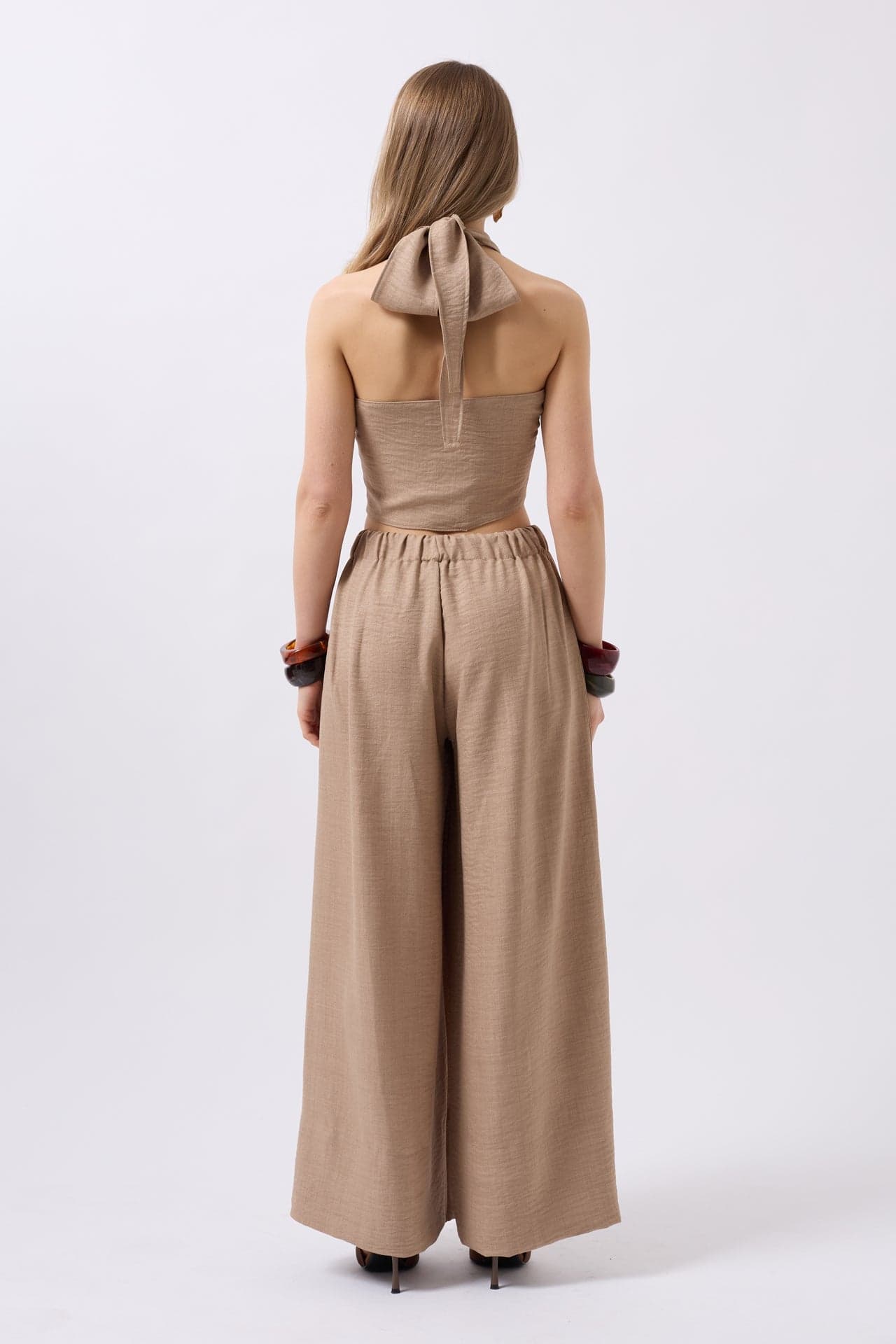 Düşük Bel Oversize Keten Pantolon görsel 5