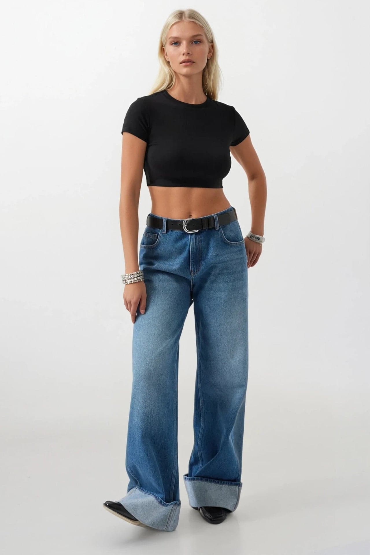 Likralı Basic Crop T-Shirt görsel 3