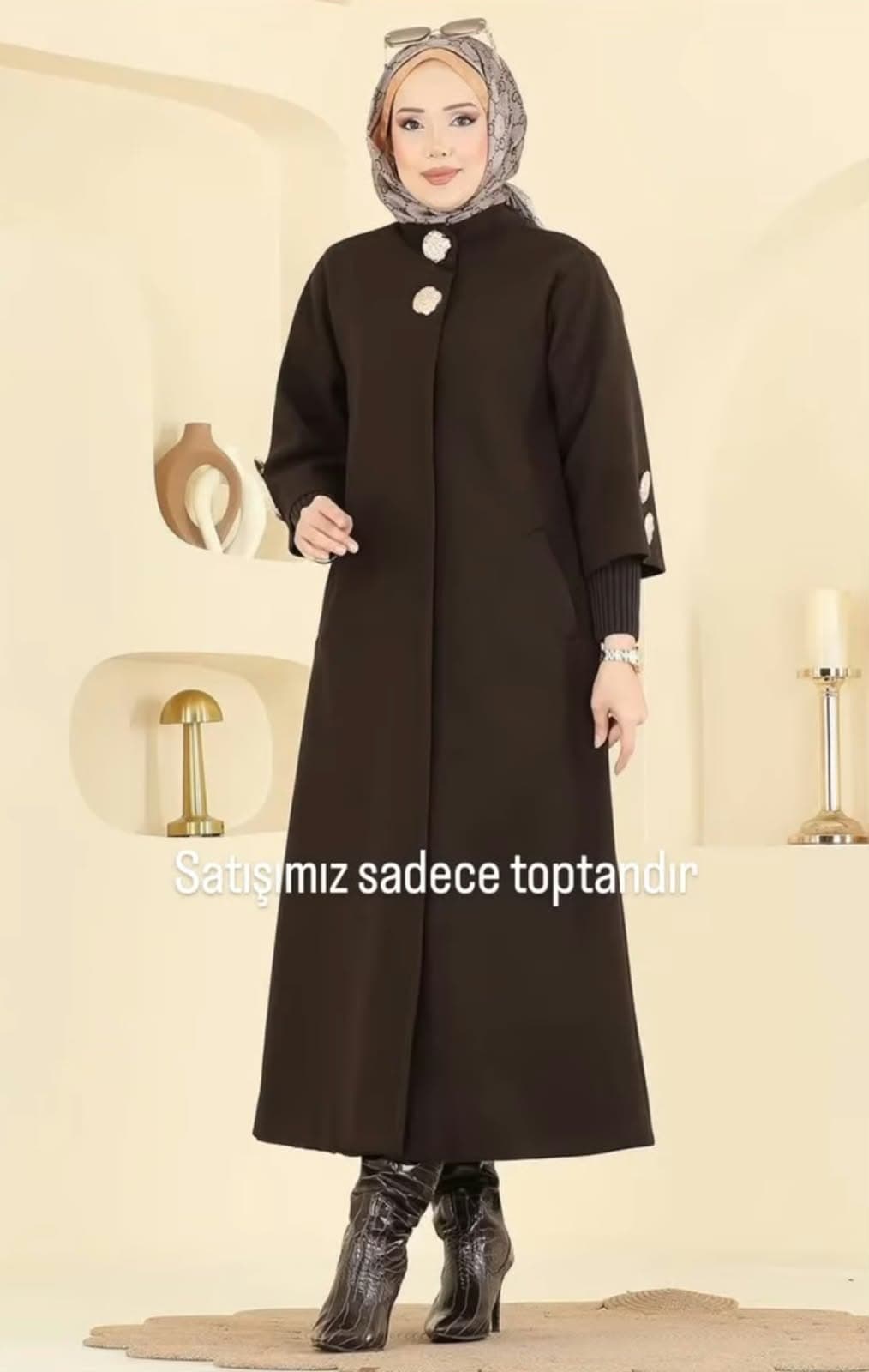 Angora Kumaş Bayan Kaban Toptan görsel 4