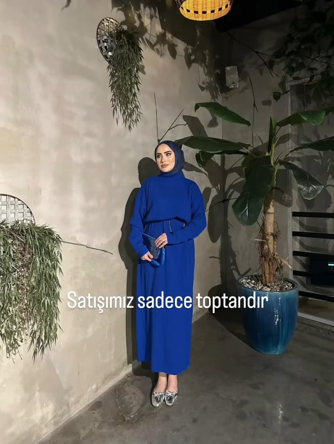 Triko Uzun Elbise Yarım Balıkçı Yaka Yumuşak Dokulu Standart Beden Toptan Satış görsel 4