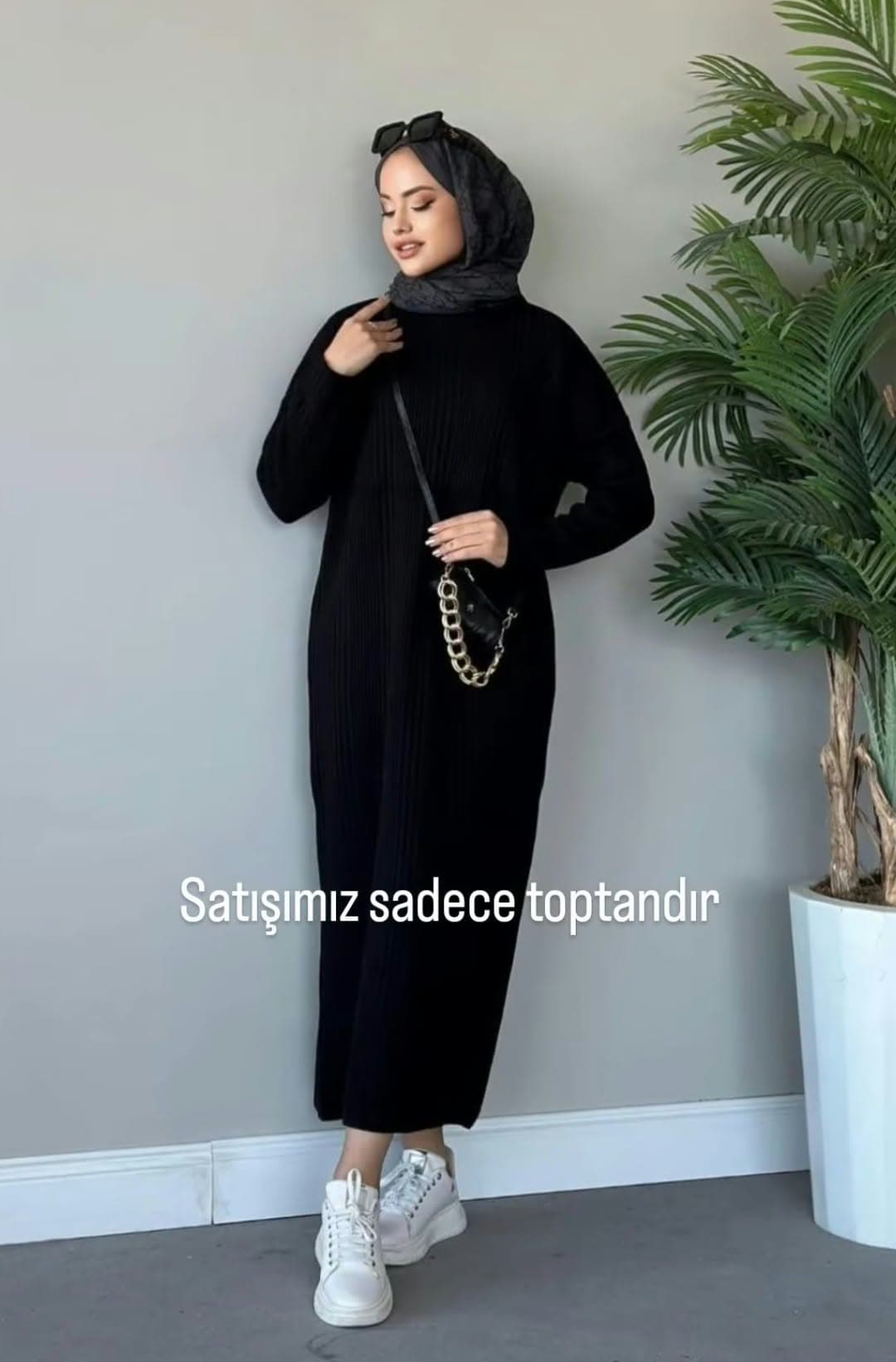Triko Uzun Elbise Yarım Balıkçı Yaka Yumuşak Dokulu Standart Beden Toptan Satış görsel 6