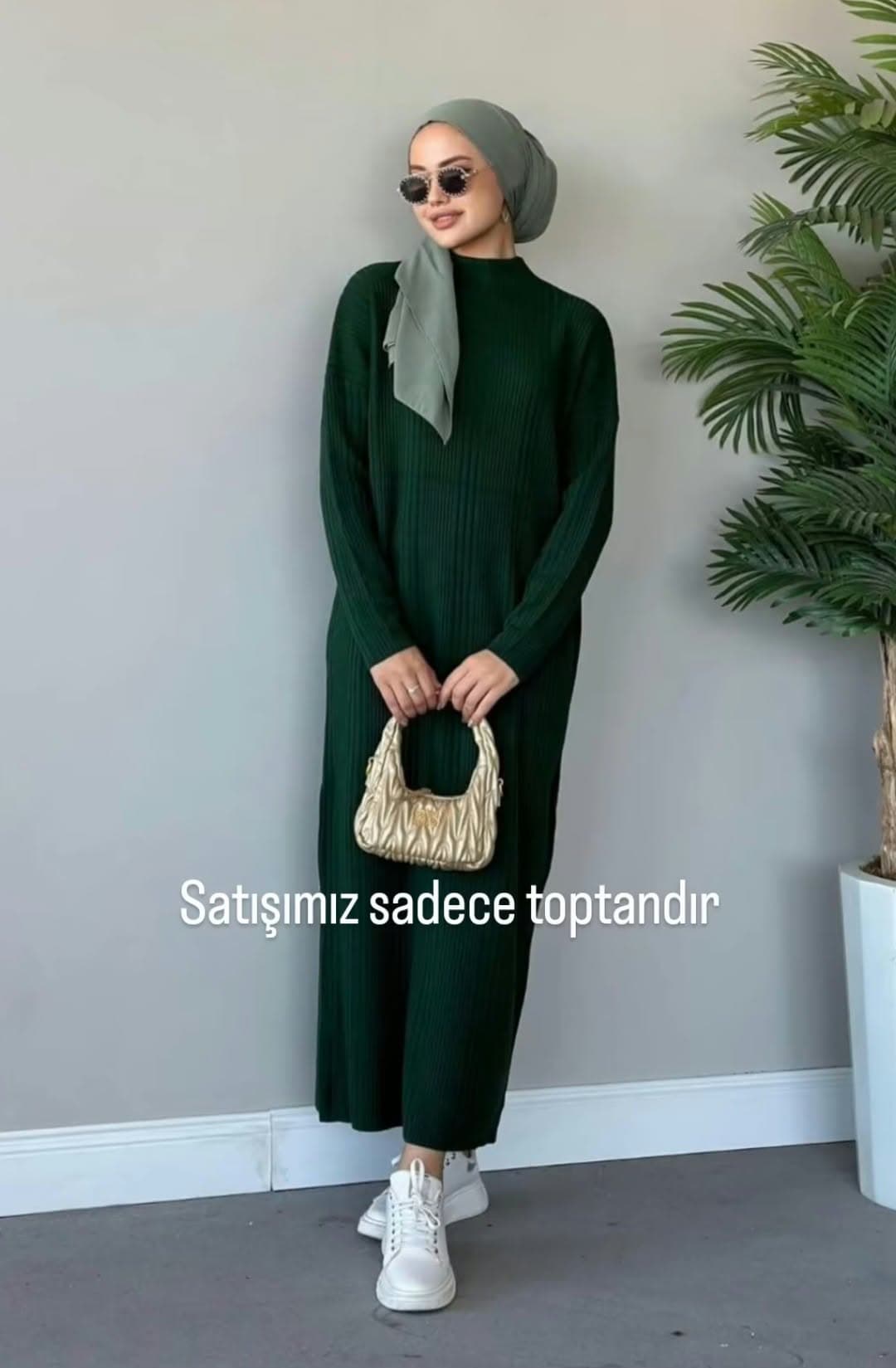 Triko Uzun Elbise Yarım Balıkçı Yaka Yumuşak Dokulu Standart Beden Toptan Satış görsel 7