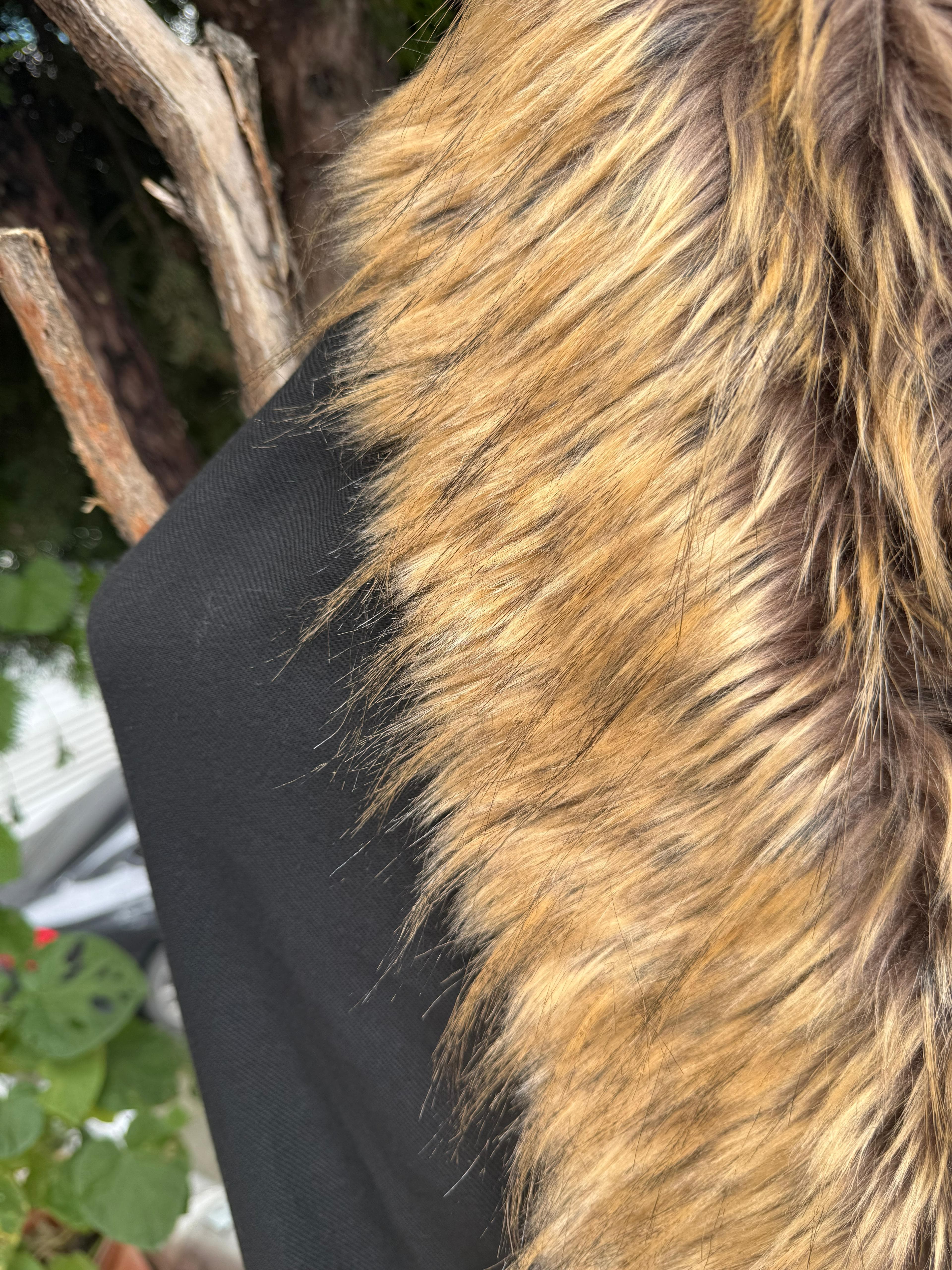 11387 Siyah-camel Yumuşak Dokulu Panço görsel 4