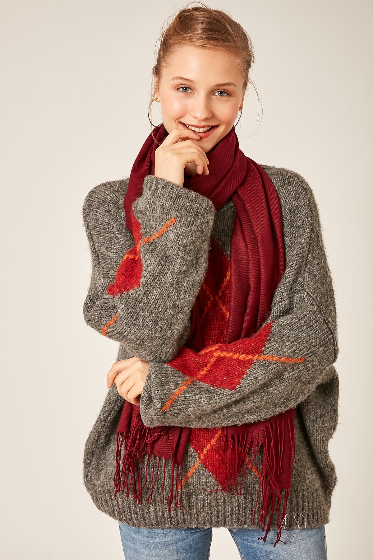12311 Bordo Şal görsel 3