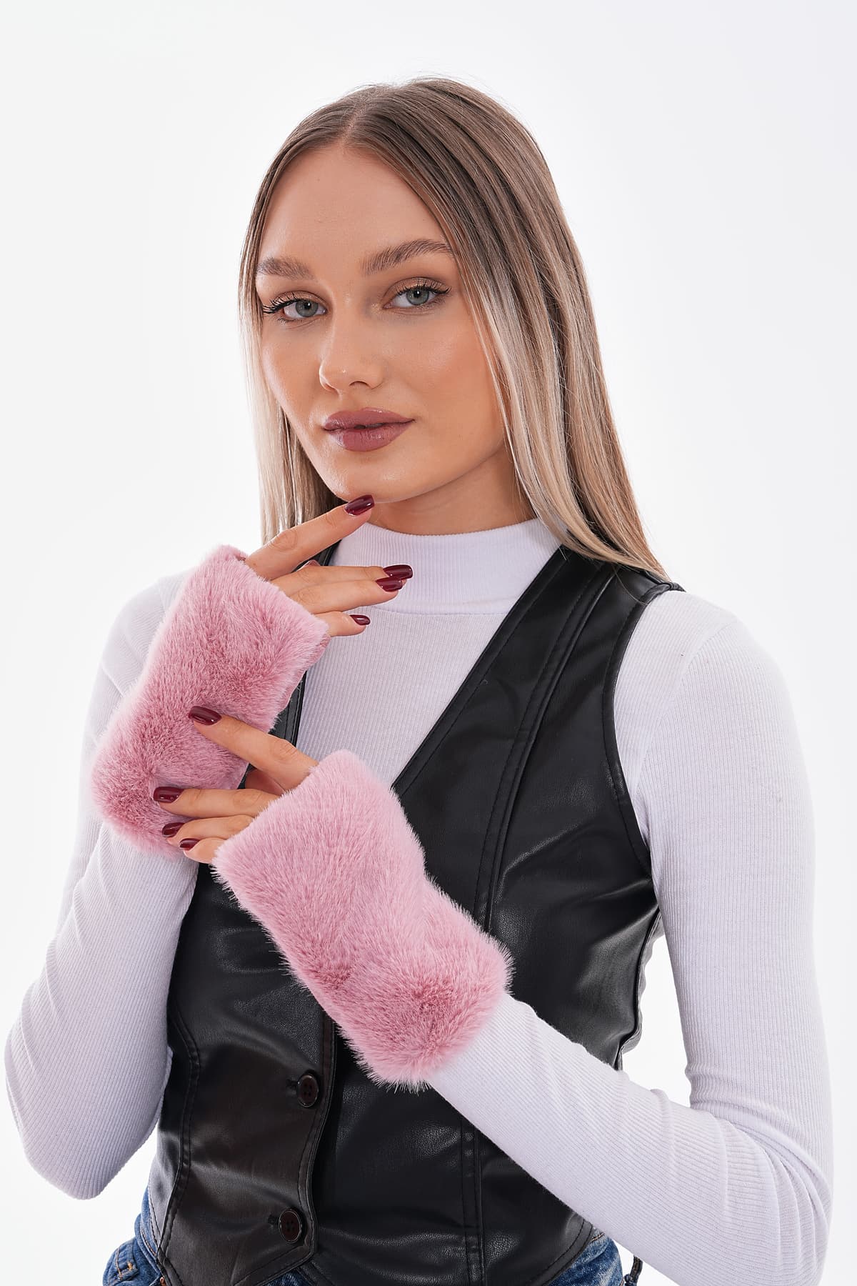 16032 Pembe Peluş Eldiven görsel 2