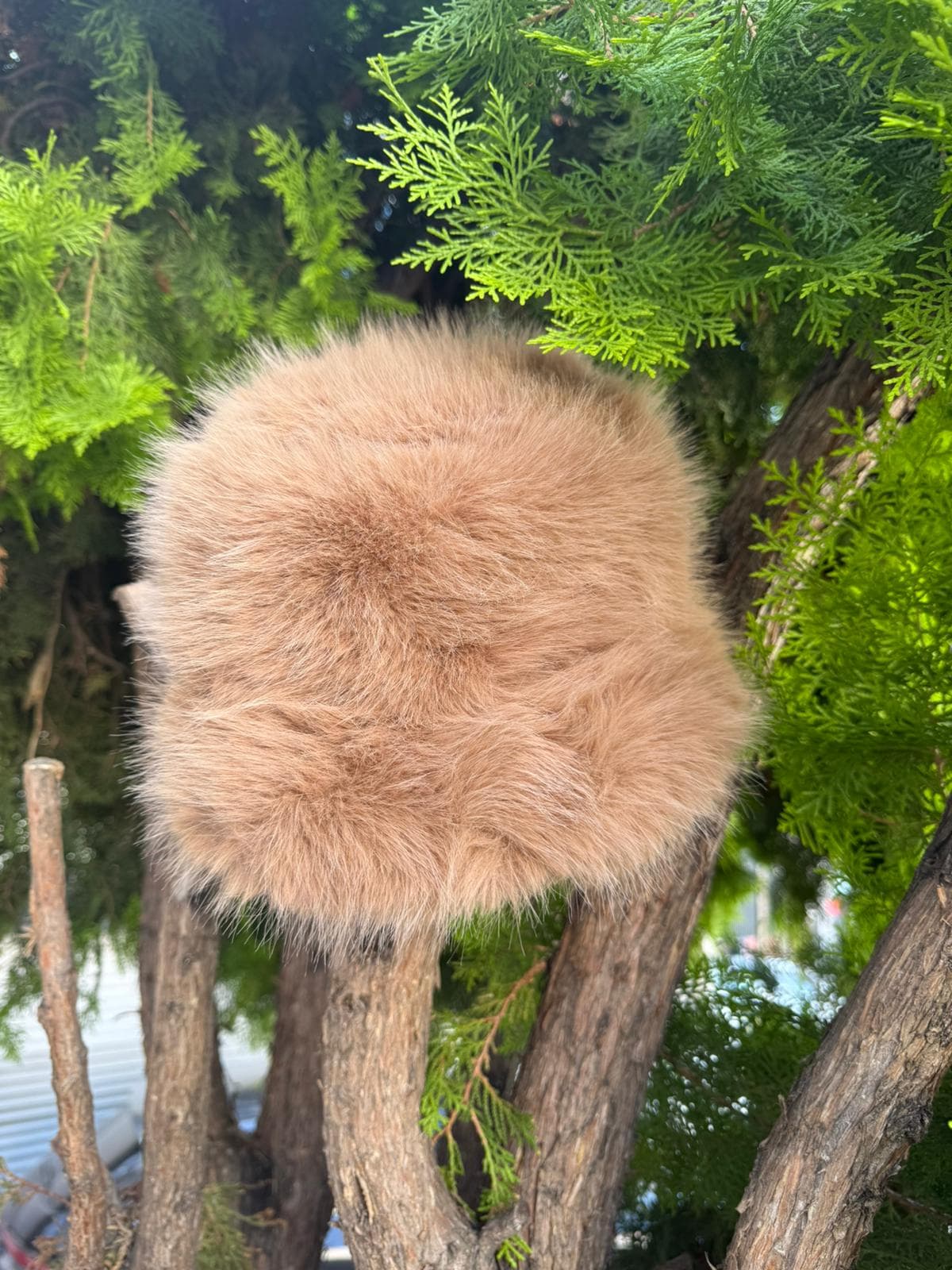 14500 Mango Kumaş Camel Peluş Kalpak Şapka görsel 3
