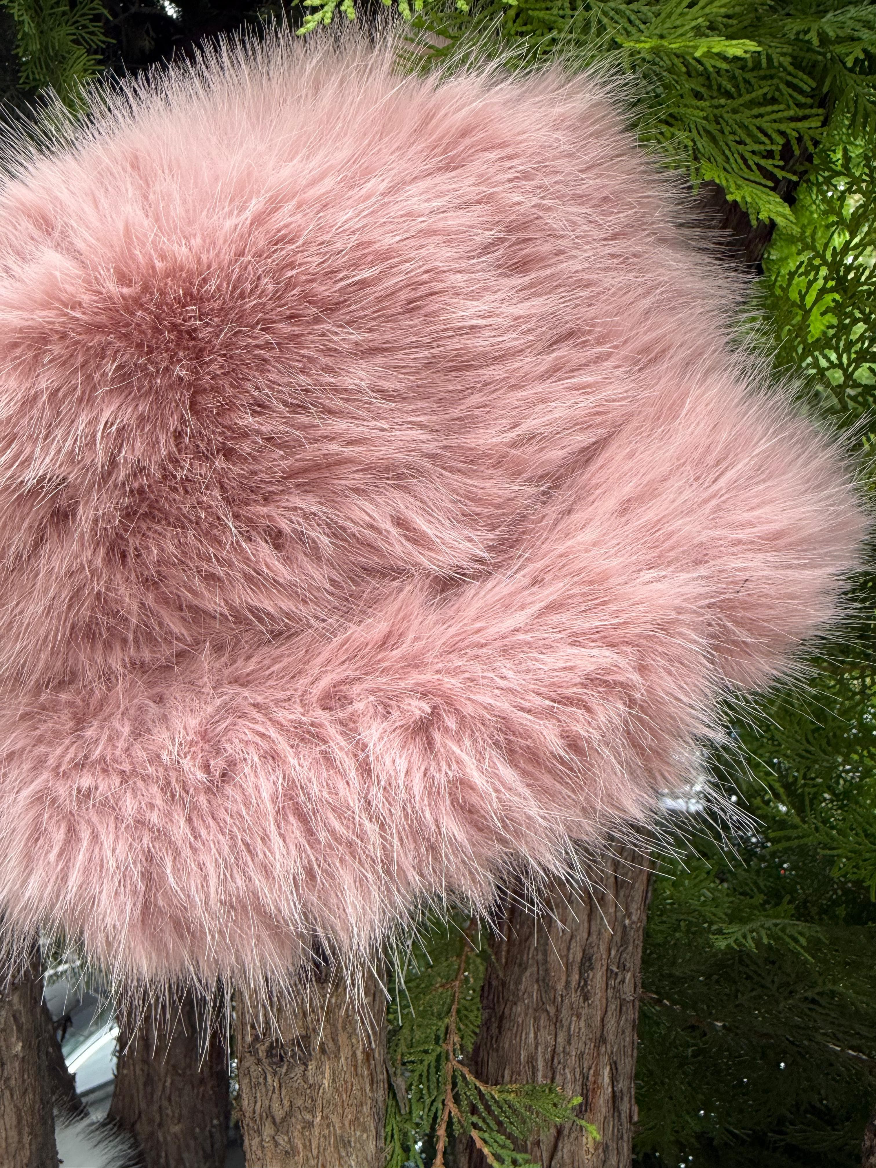 14500 Mango Kumaş Pembe Peluş Kalpak Şapka görsel 3