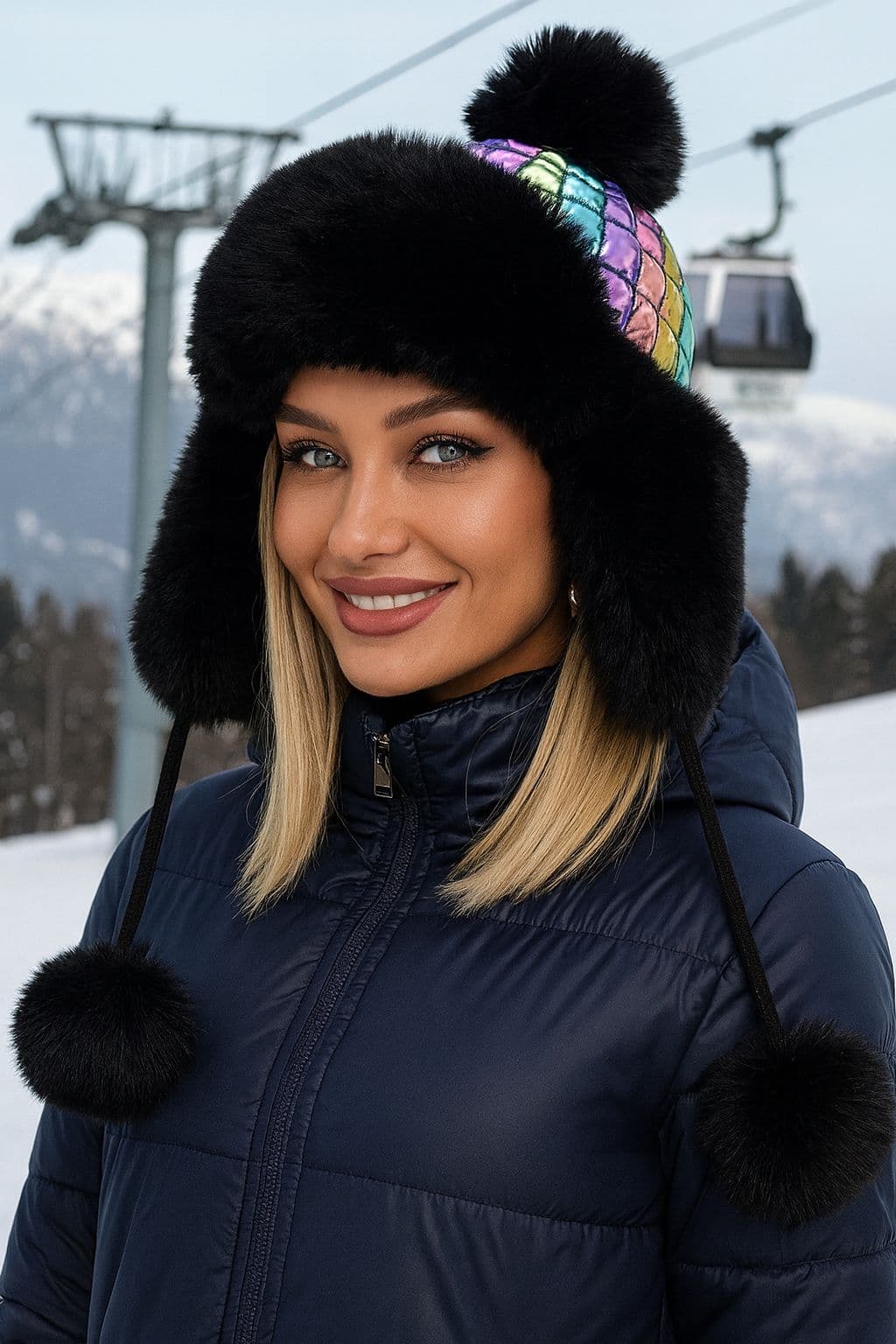 14585 Ponponlu Siyah Bere görsel 1