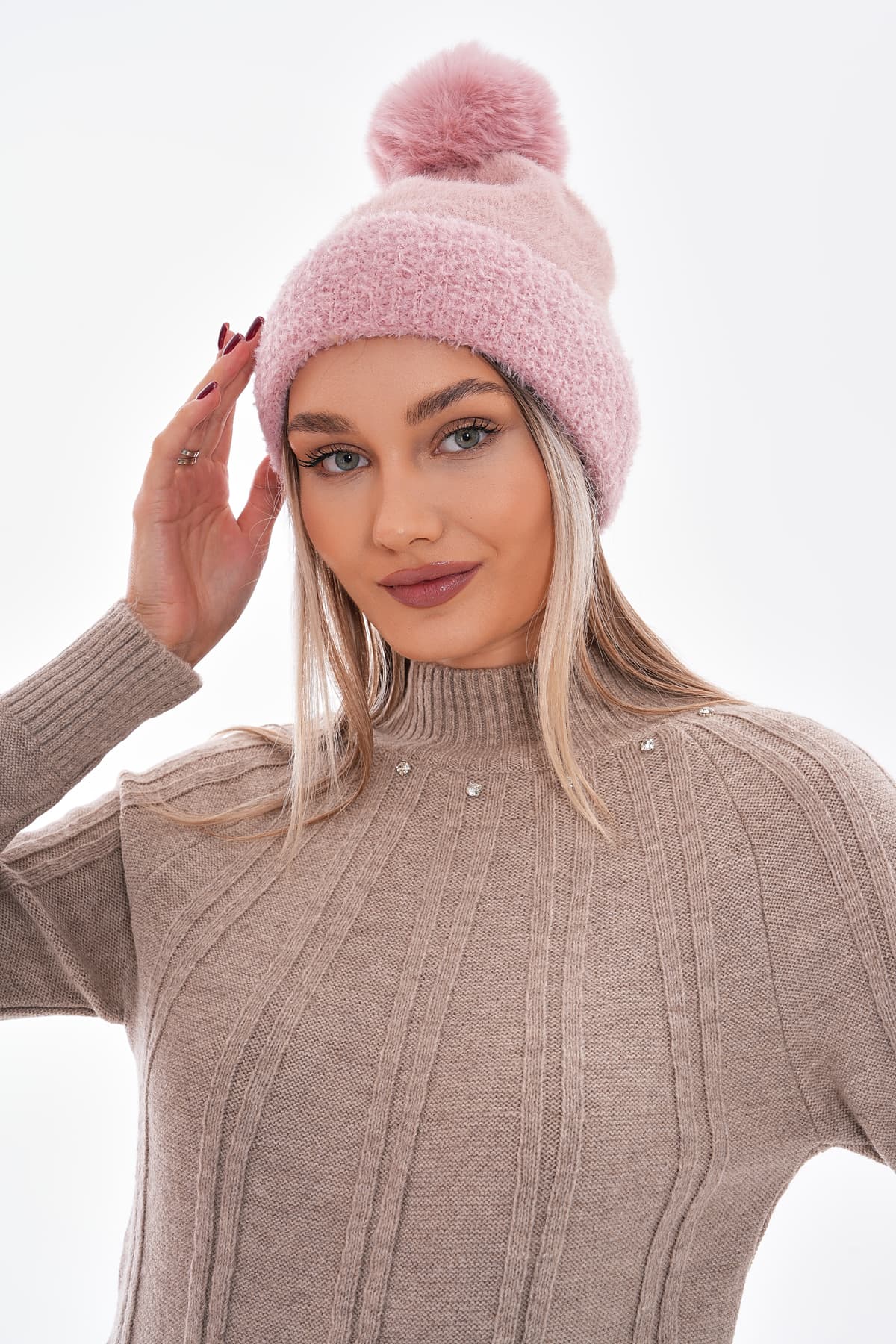 14665 Ponponlu Pembe Bere görsel 1