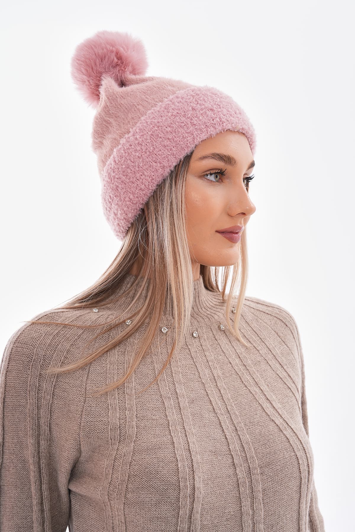 14665 Ponponlu Pembe Bere görsel 4
