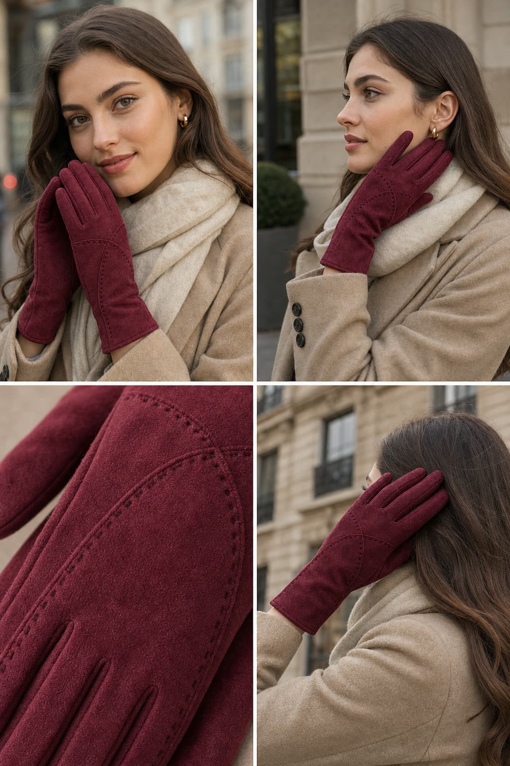16048 Süet Bordo Eldiven görsel 3