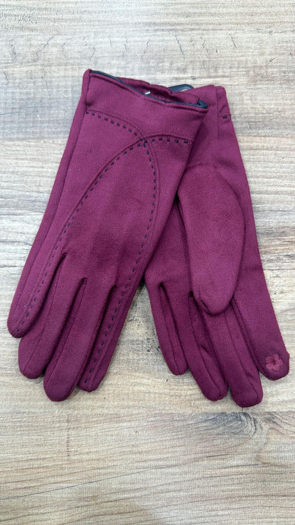16048 Süet Bordo Eldiven görsel 4