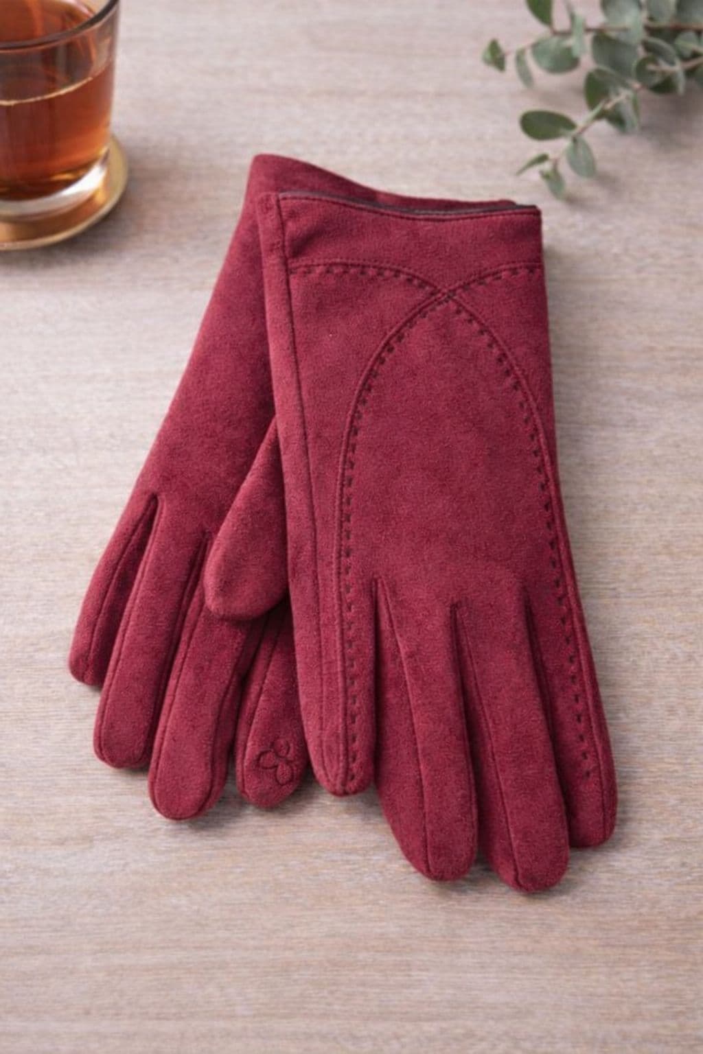 16048 Süet Bordo Eldiven görsel 5
