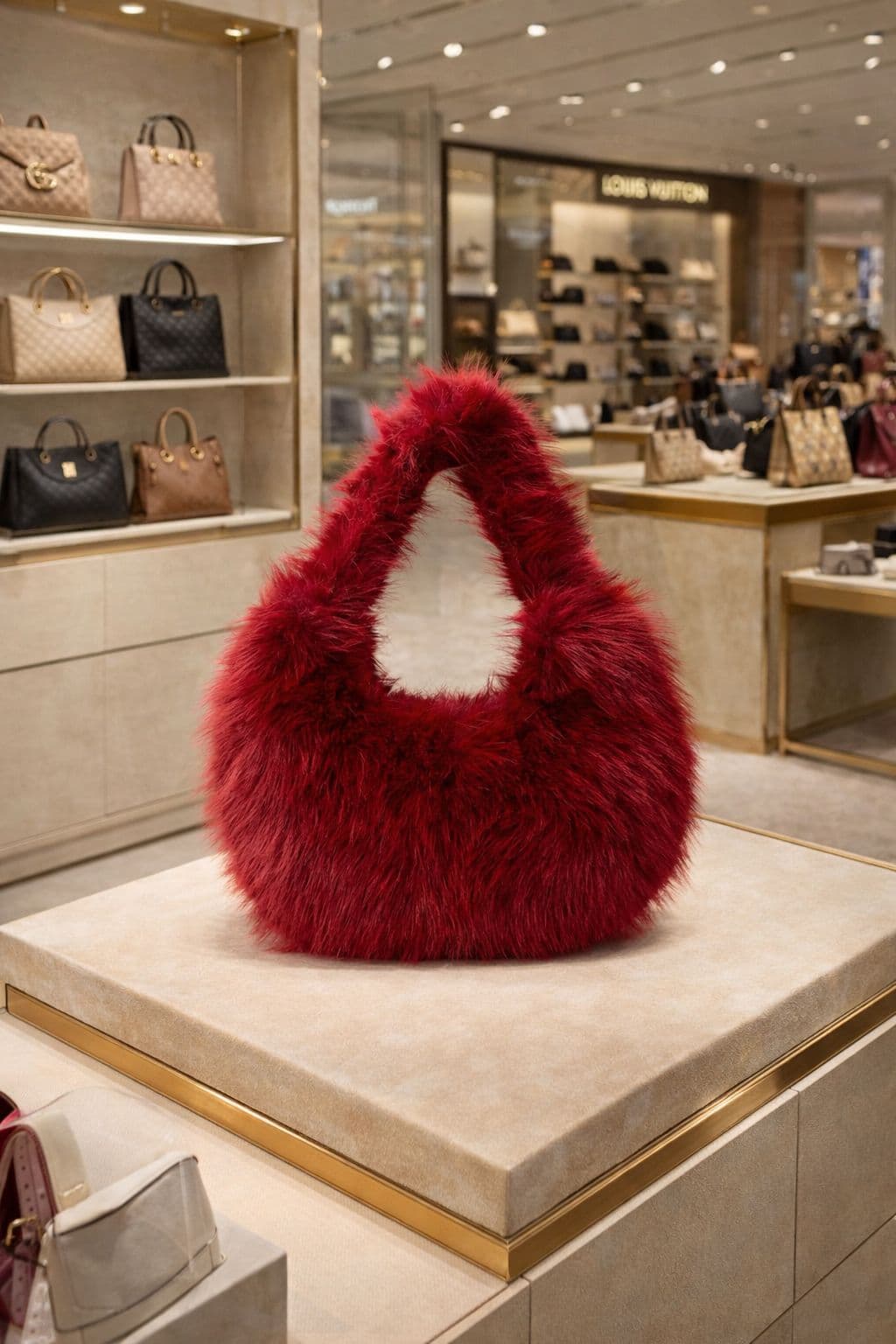 NWC-001 Bordo Peluş Çanta