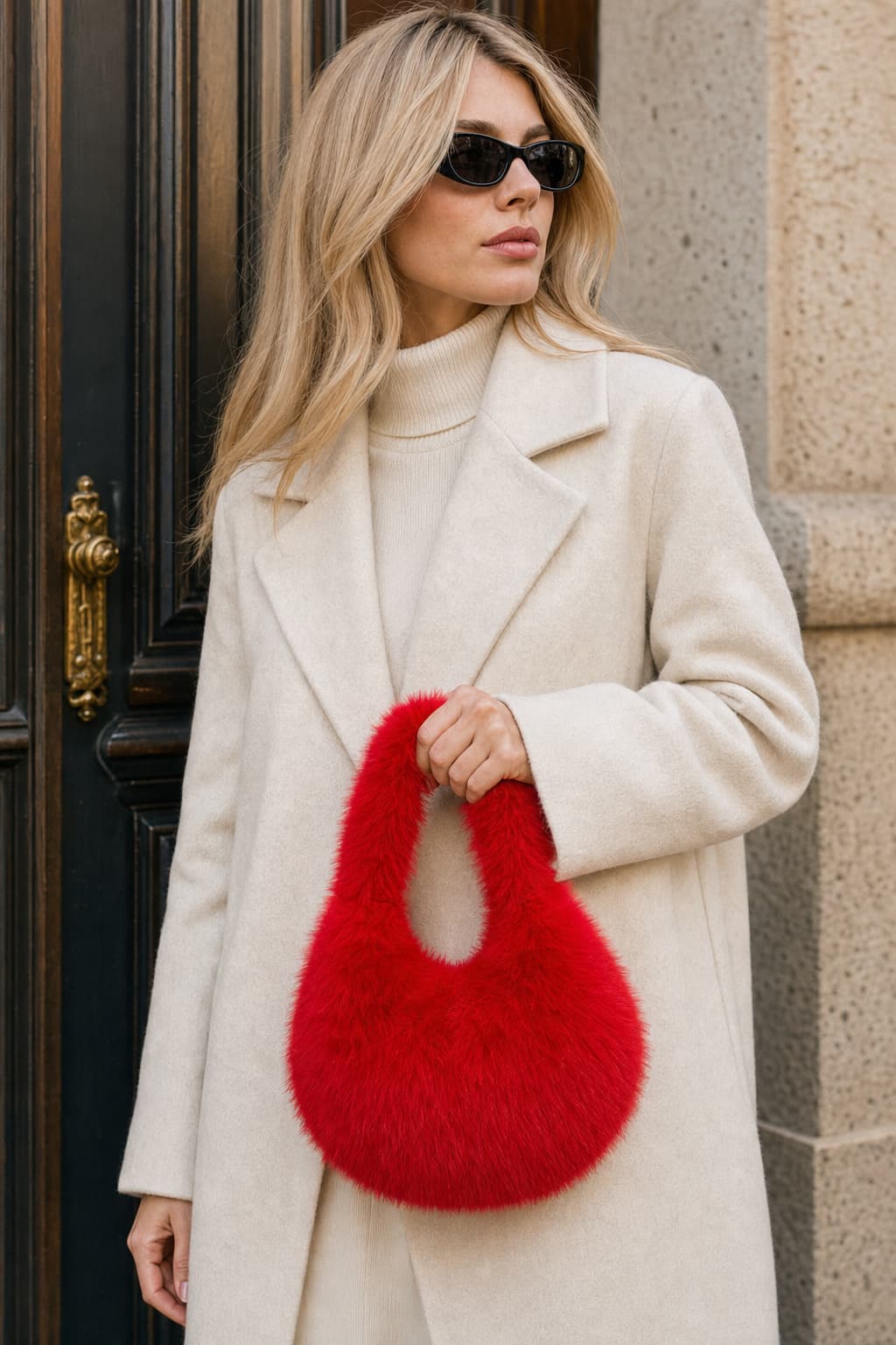 NWC-001 Kırmızı Peluş Çanta görsel 3