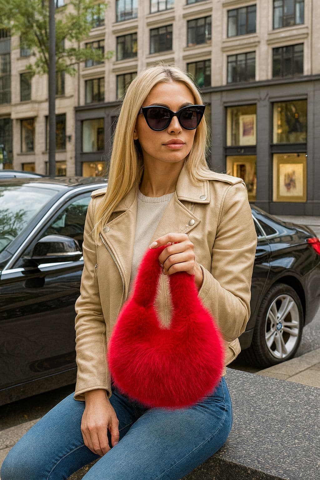 NWC-001 Kırmızı Peluş Çanta görsel 4