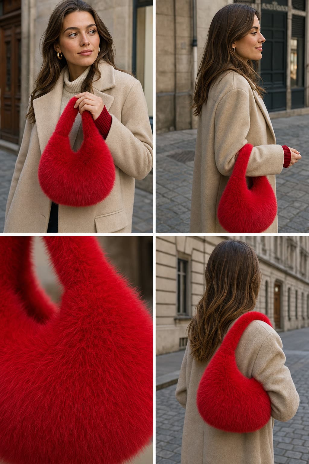 NWC-001 Kırmızı Peluş Çanta görsel 5