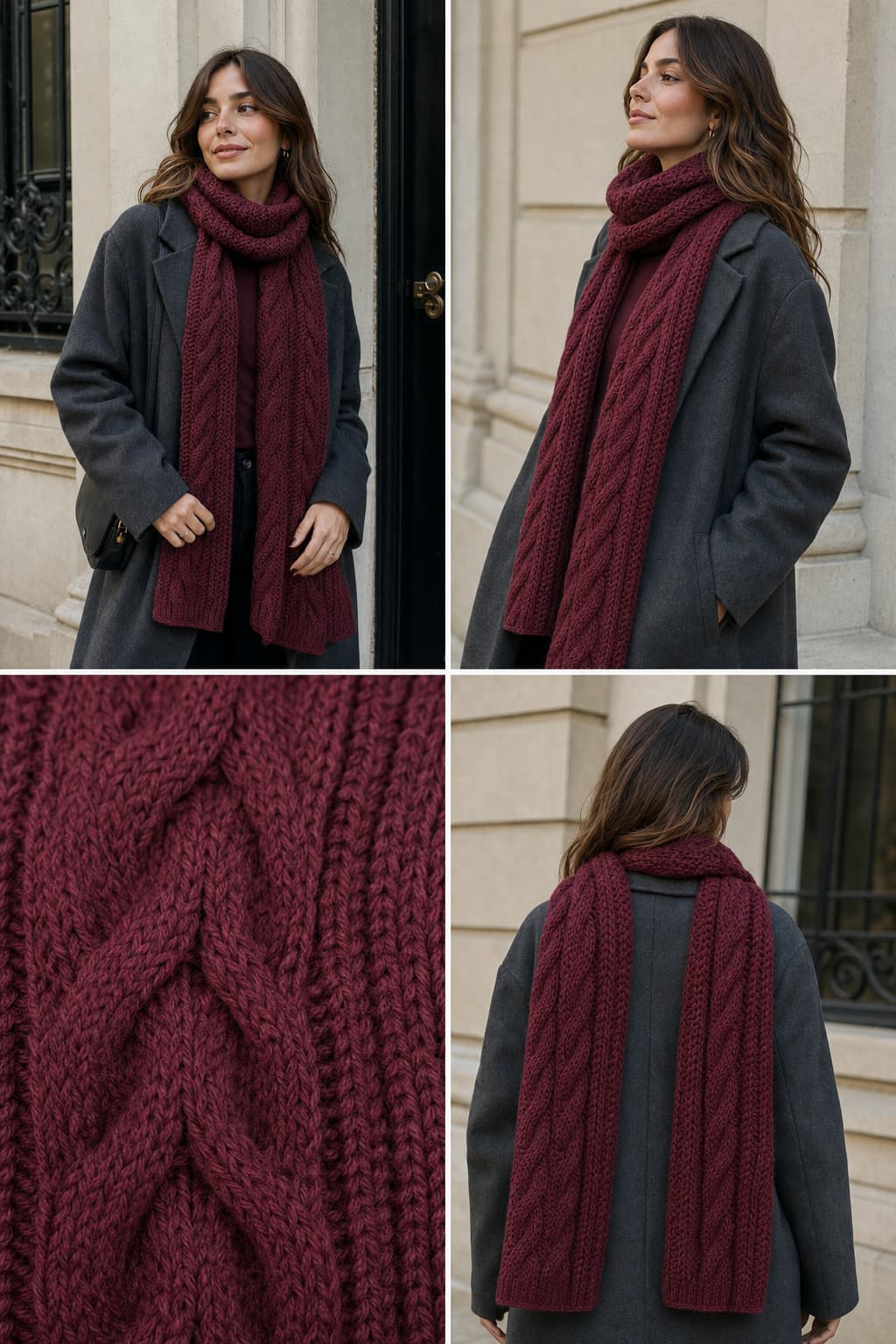 15016 Bordo Yumuşak Dokulu Triko Atkı görsel 4