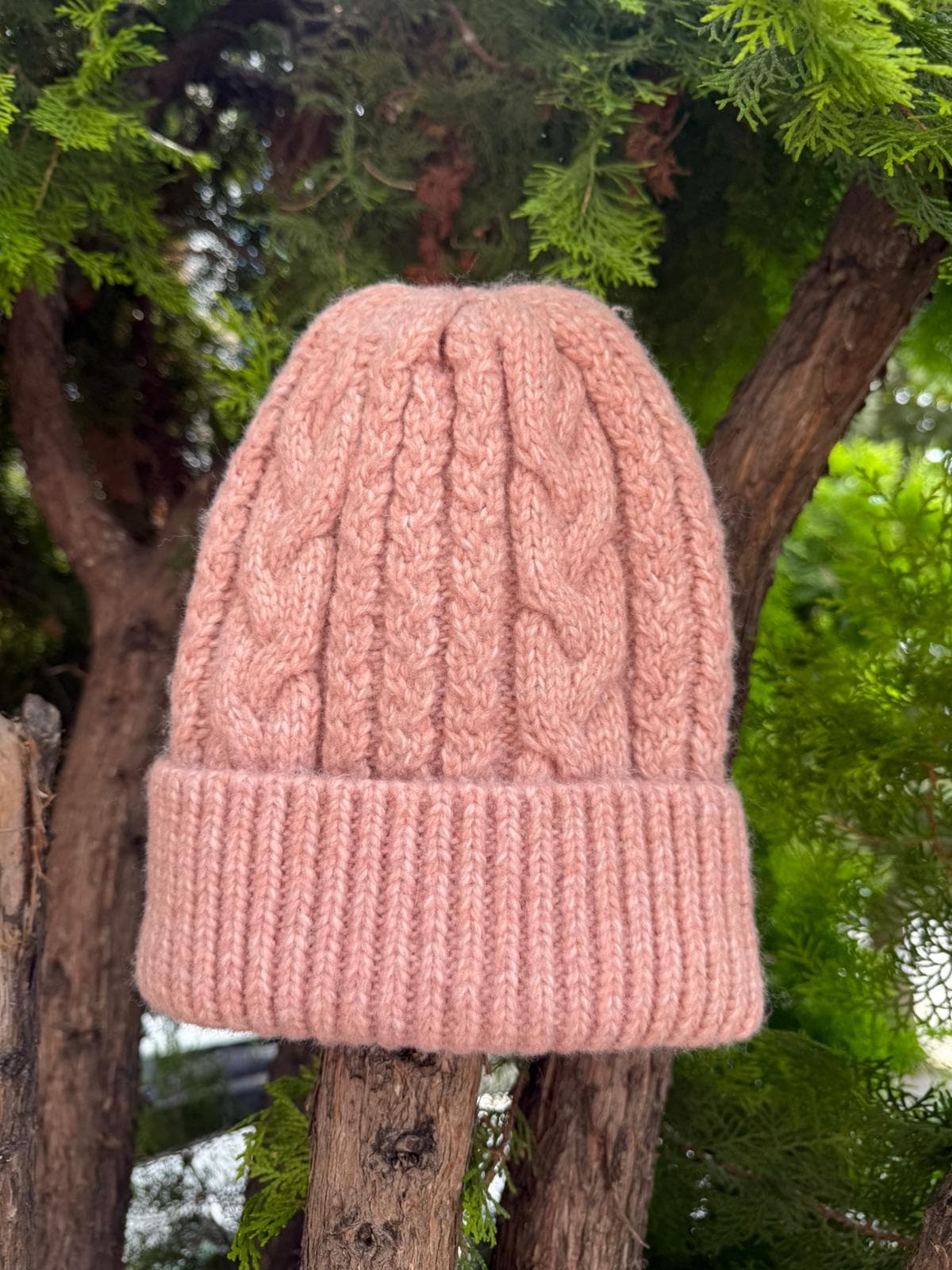 14912 Saç Örgü Desenli Pembe Bere görsel 3